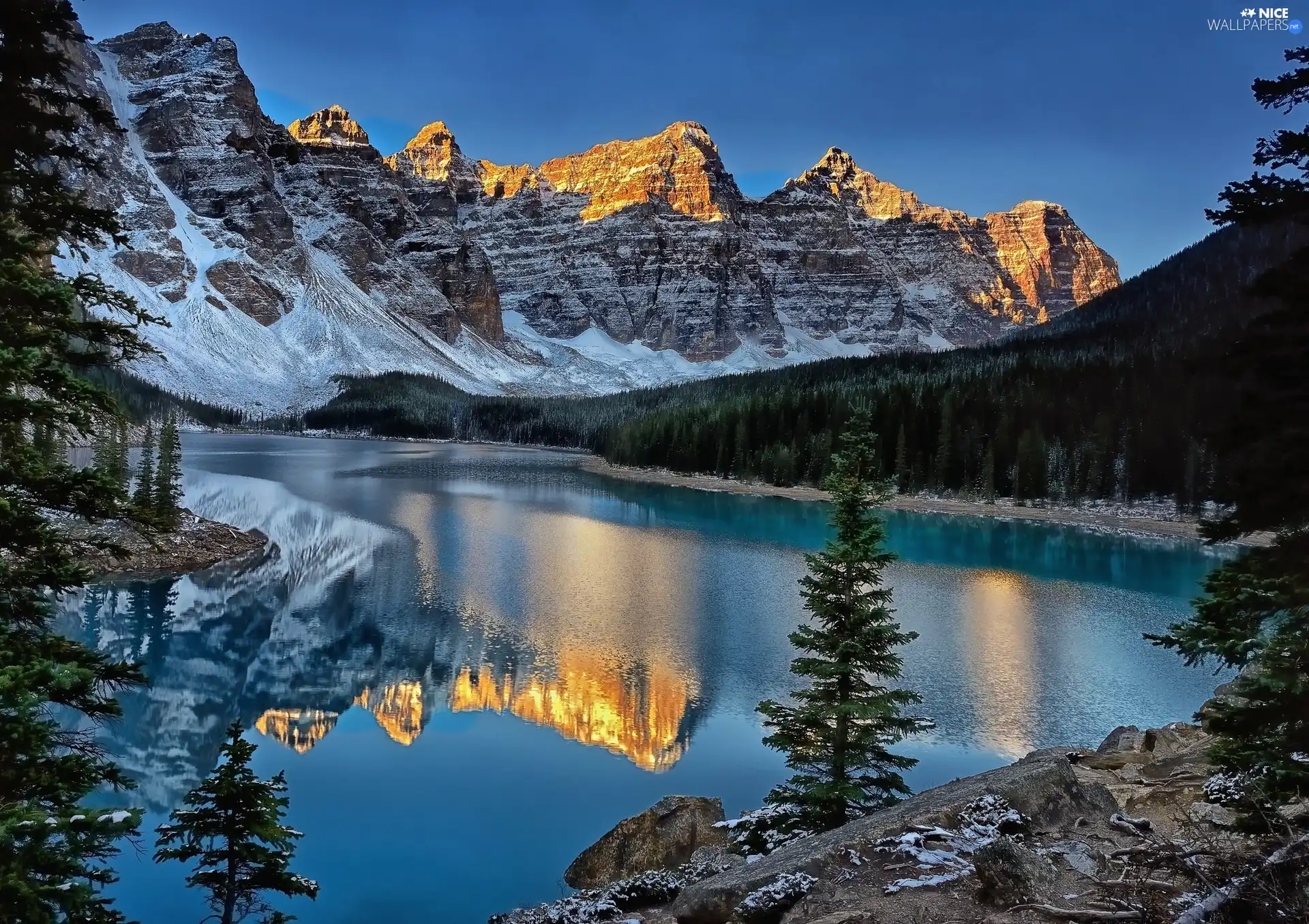 lake, Sky, Christmas, Mountains