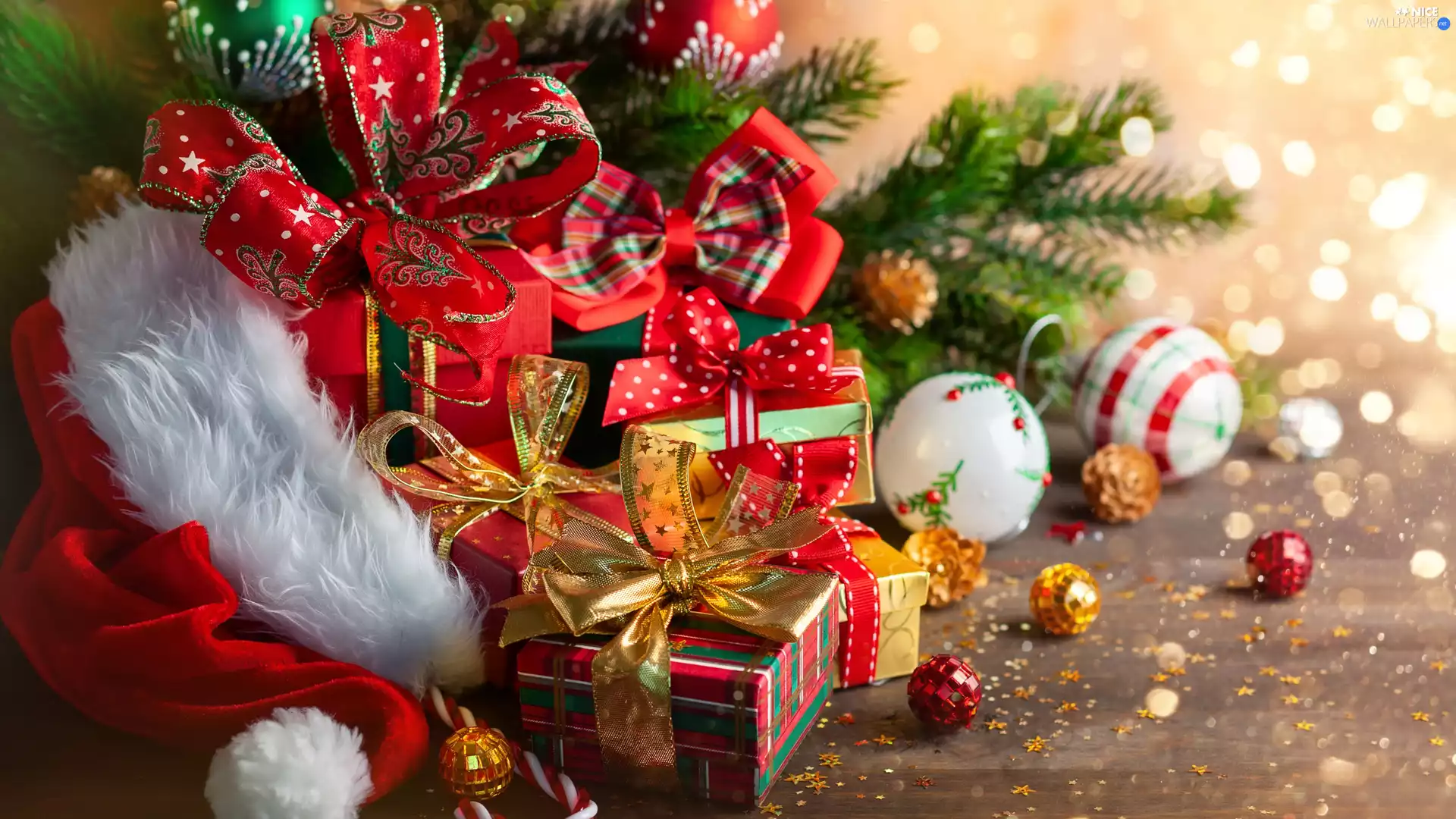 gifts, Hat, Twigs, Christmas, baubles, Nicholas