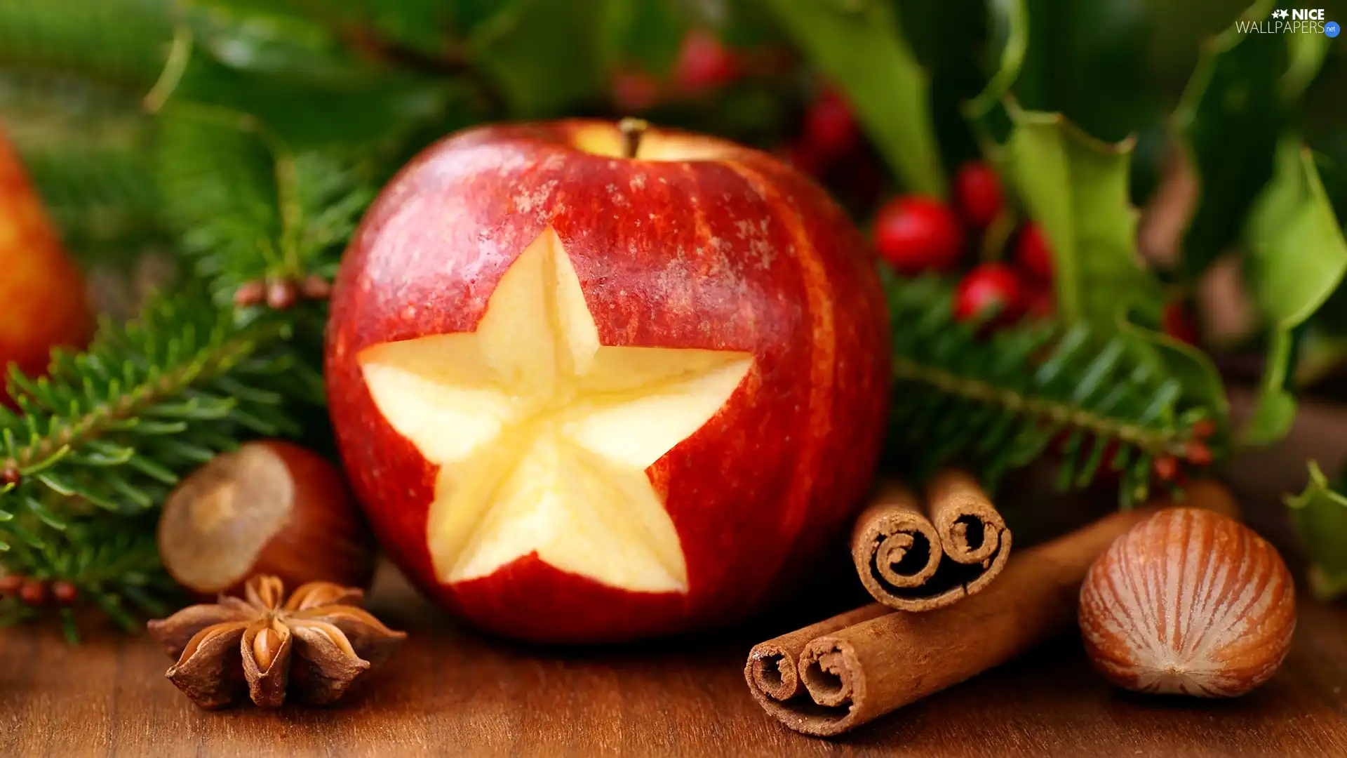 christmas, Apple, nuts
