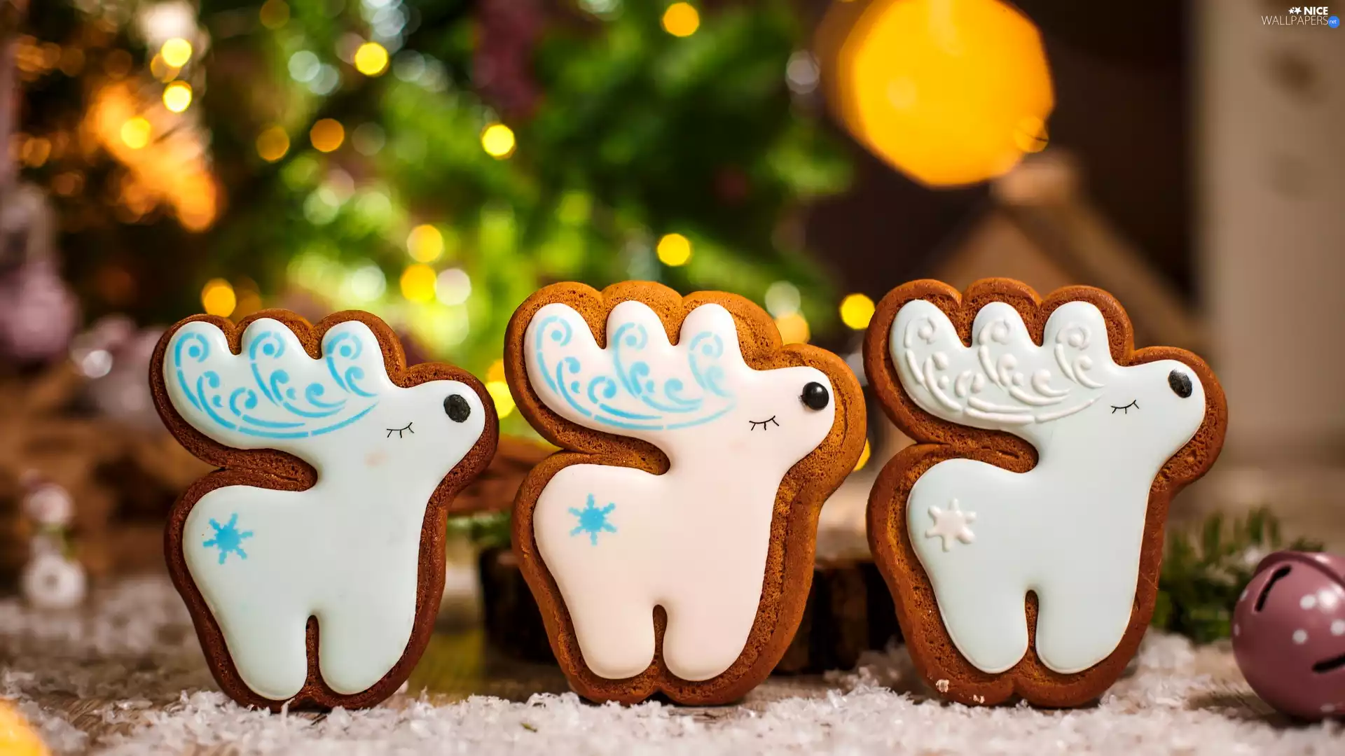 Three, Gingerbread, deer, Christmas