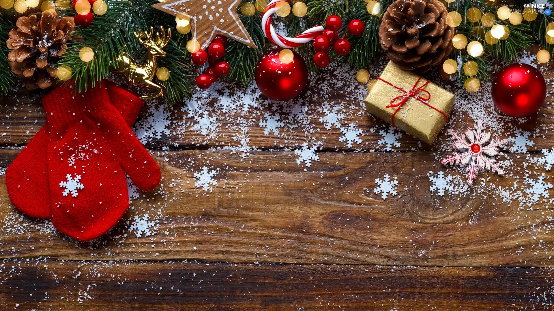 blueberries, composition, Red, Snow White, baubles, Christmas, Twigs, boarding, Gloves, cones