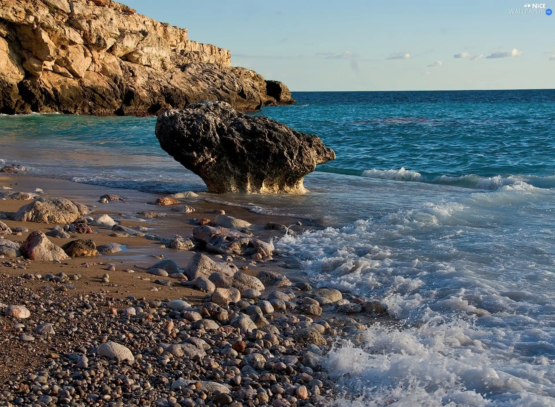 sea, Stones, cliff, Beaches