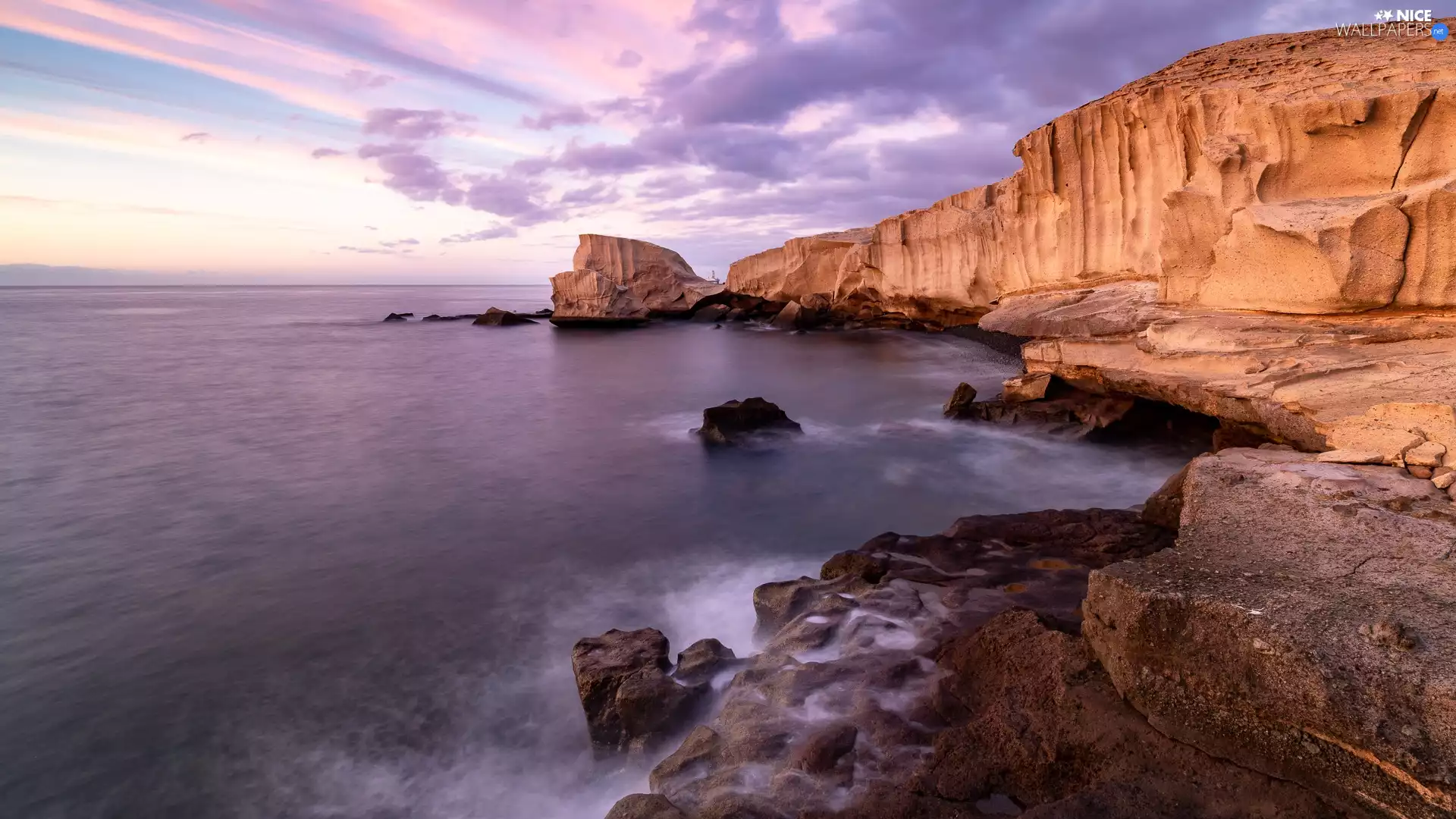 sea, Spain, rocks, cliff, Coast, Tenerife