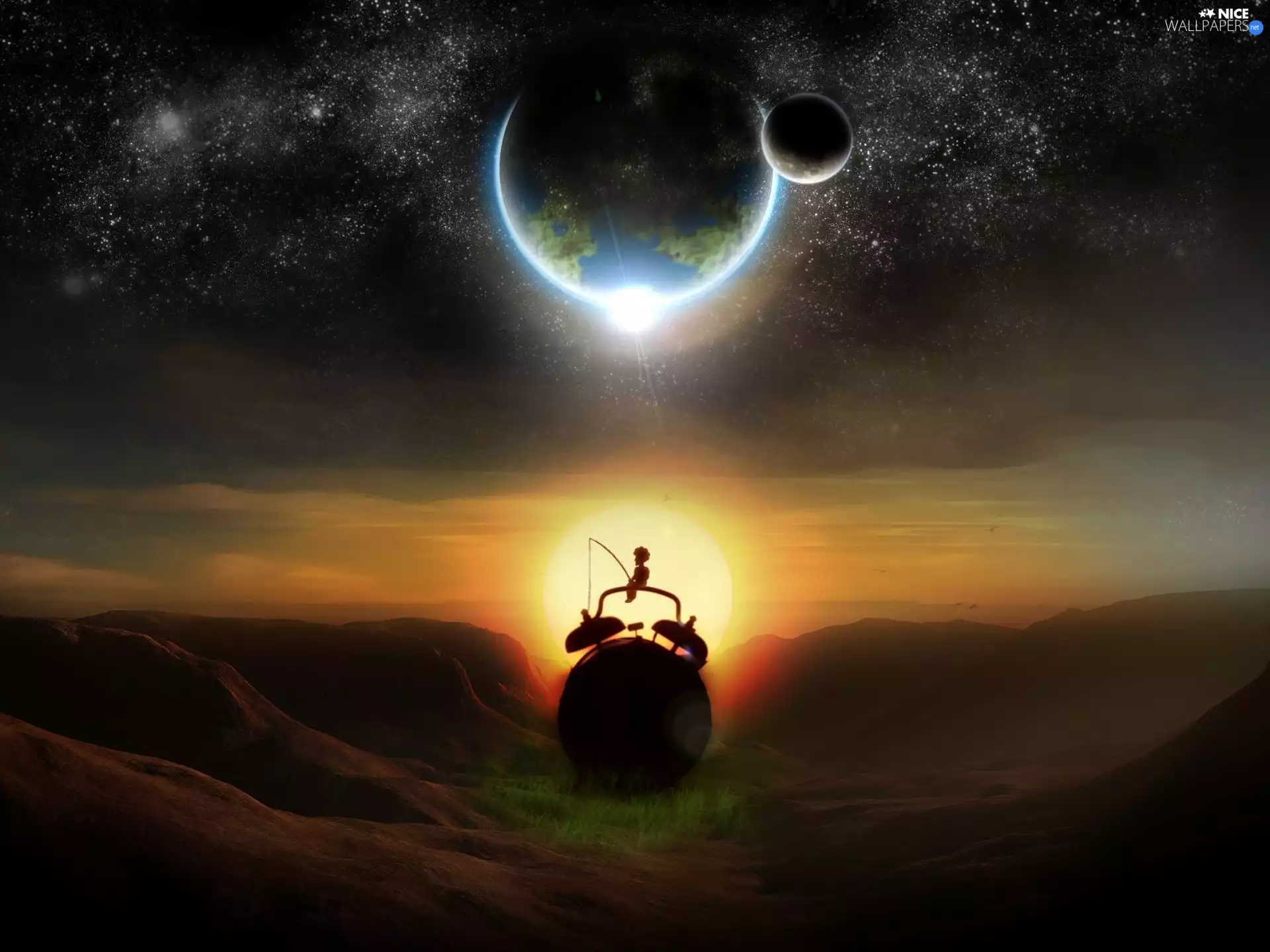 Art, Planets, alarm clock