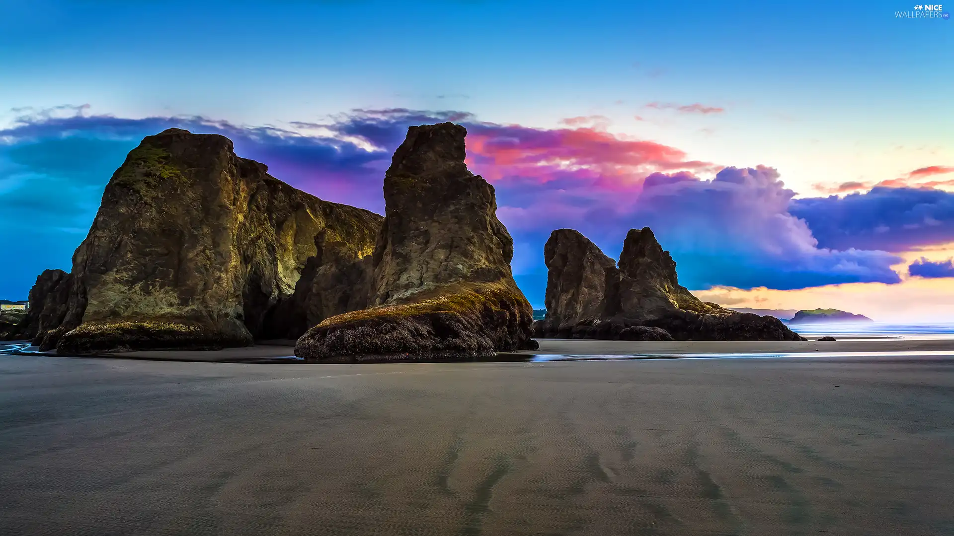 clouds, rocks, Beaches