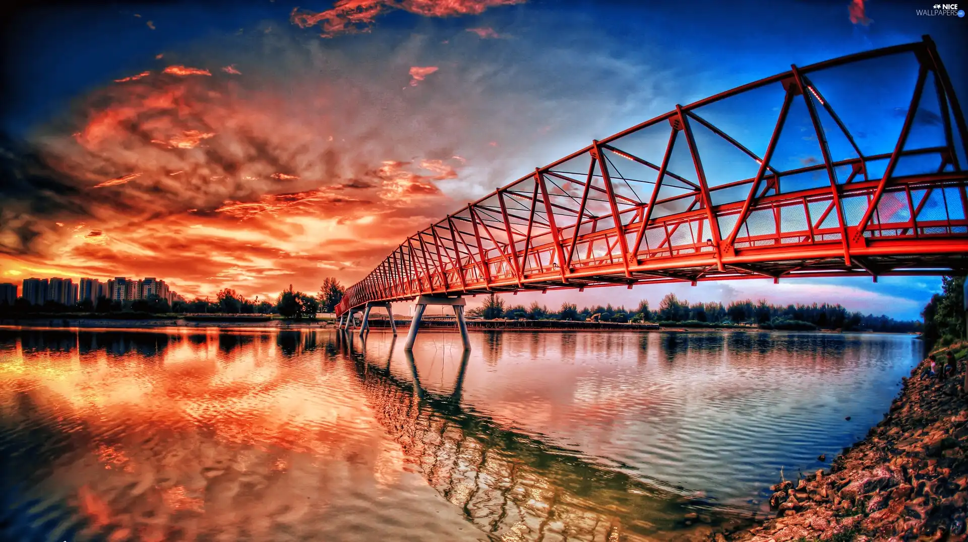 bridge, clouds