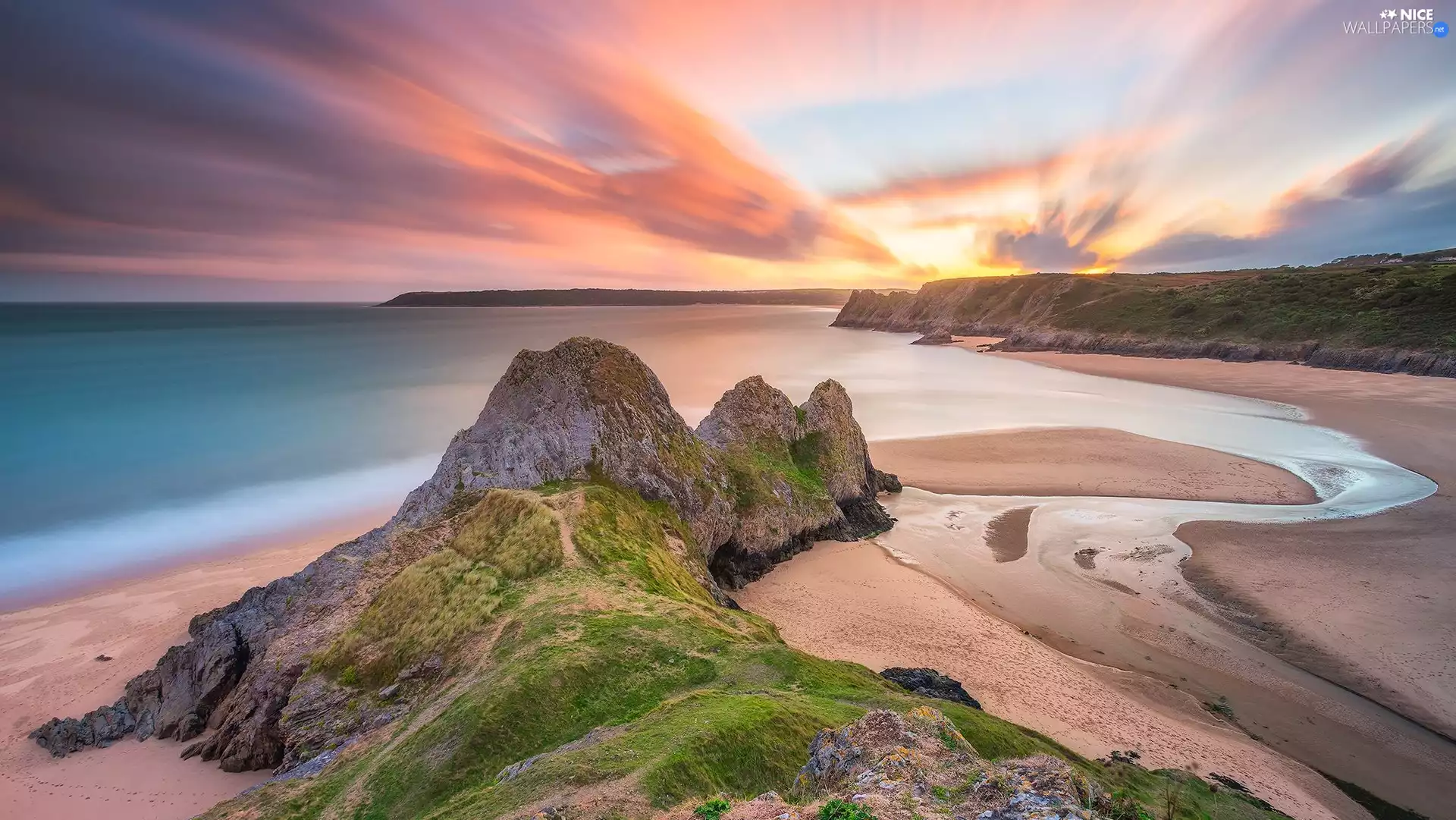 Beaches, clouds, Coast, rocks, sea