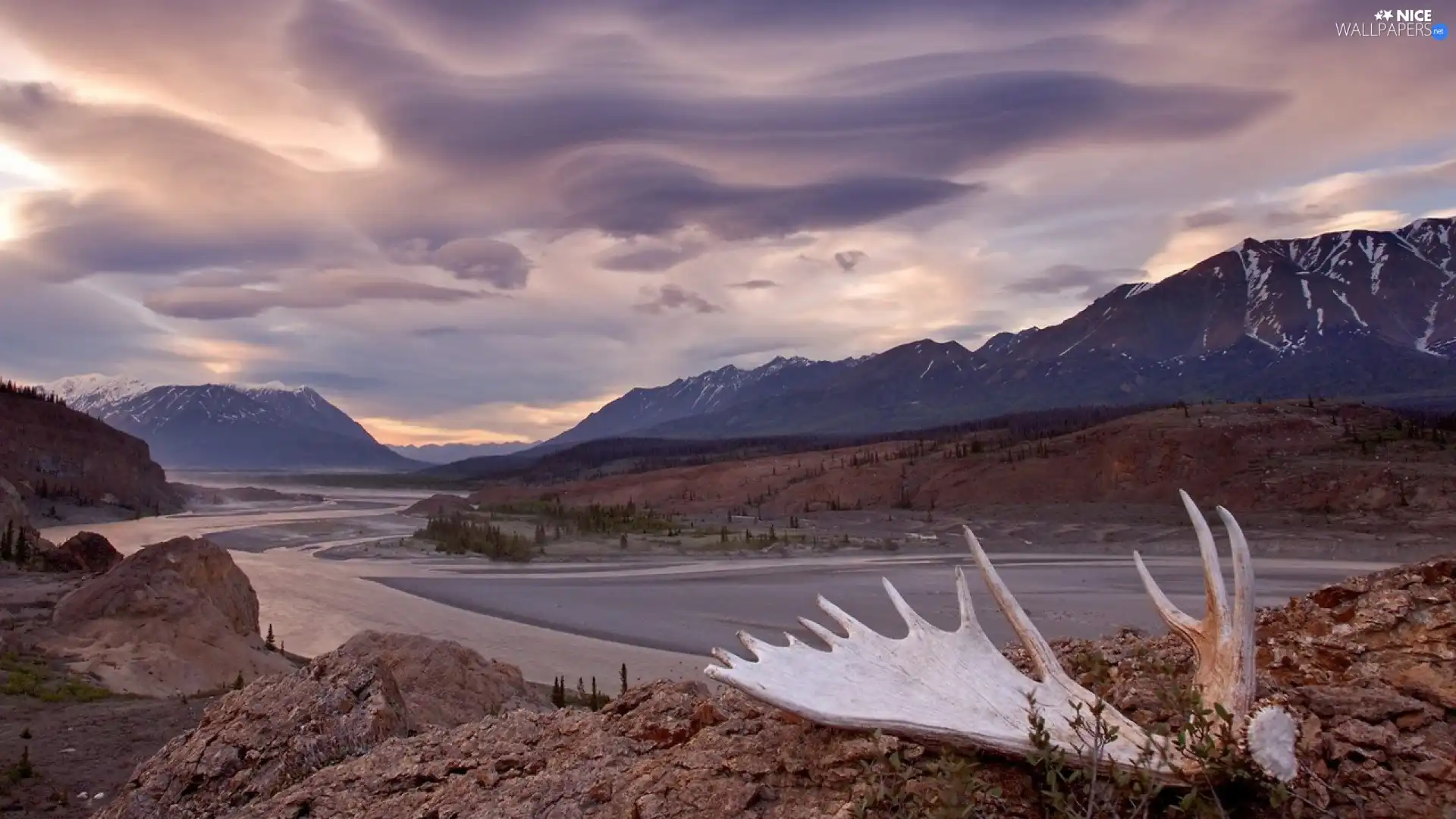 clouds, Mountains, Desert