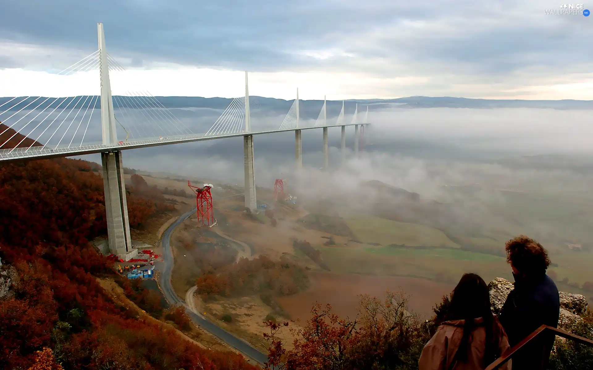 France, Millau, clouds, overpass