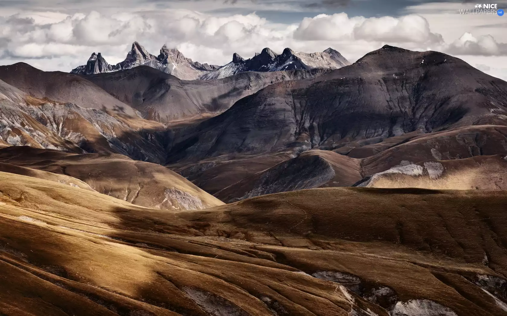 clouds, Mountains, hills