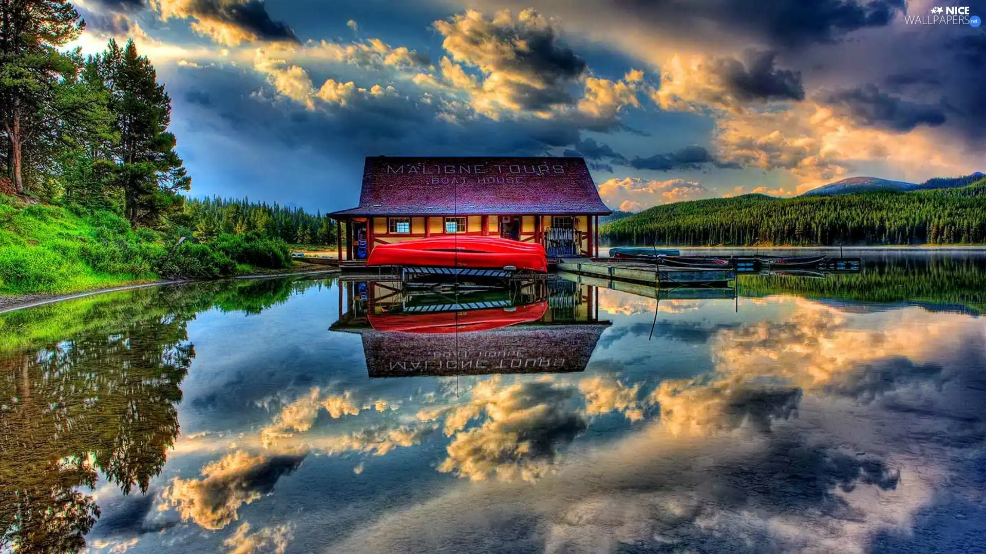 Home, lake, clouds, Rental