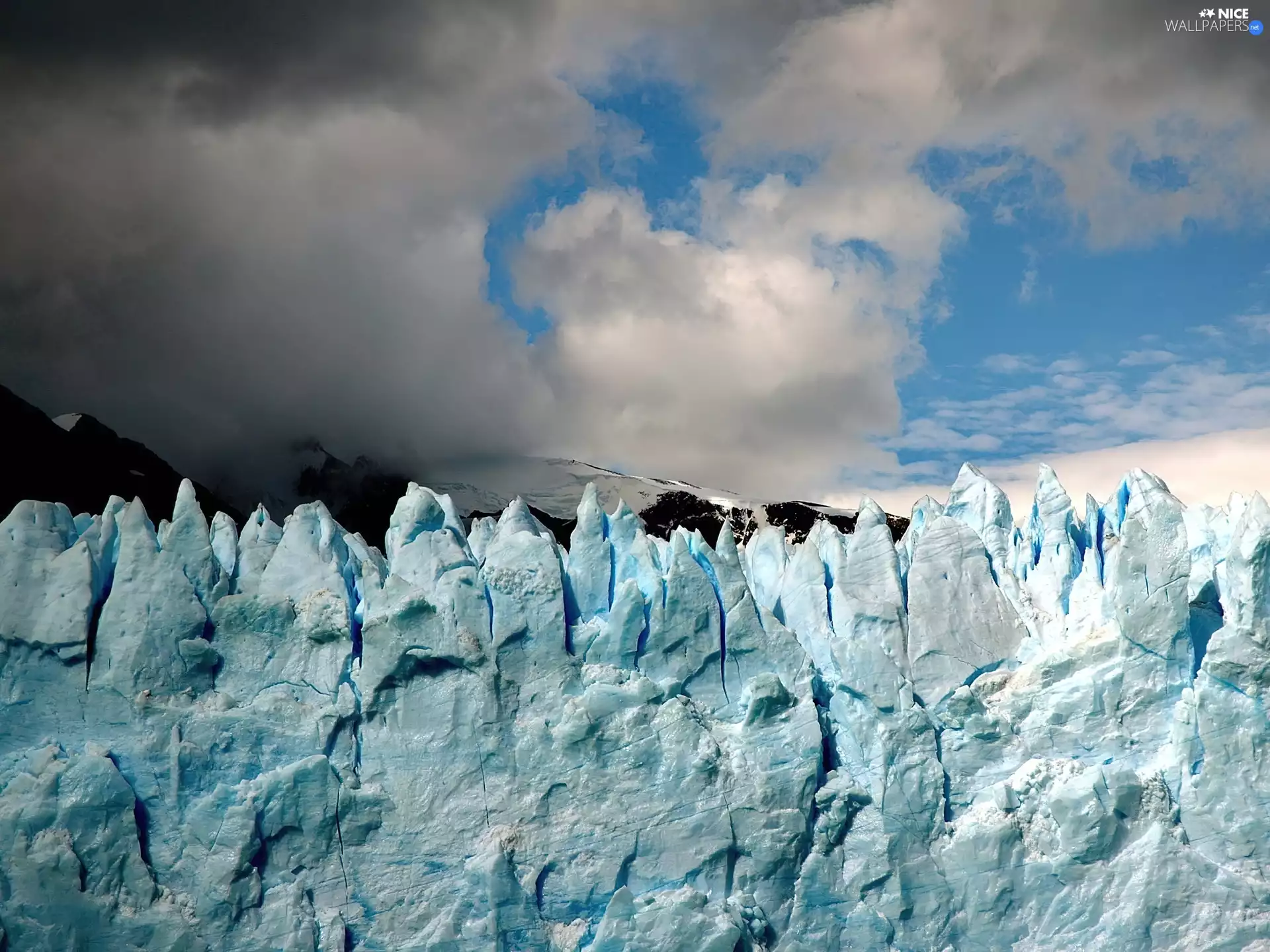 clouds, mountains, Ice