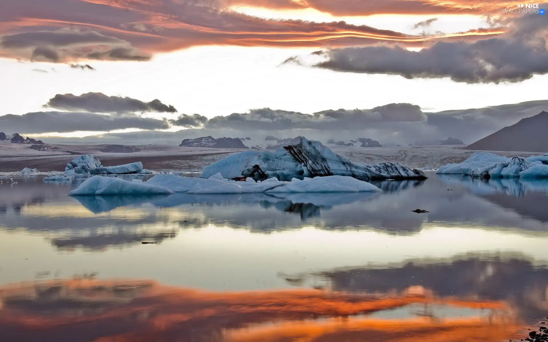 clouds, Mountains, ice