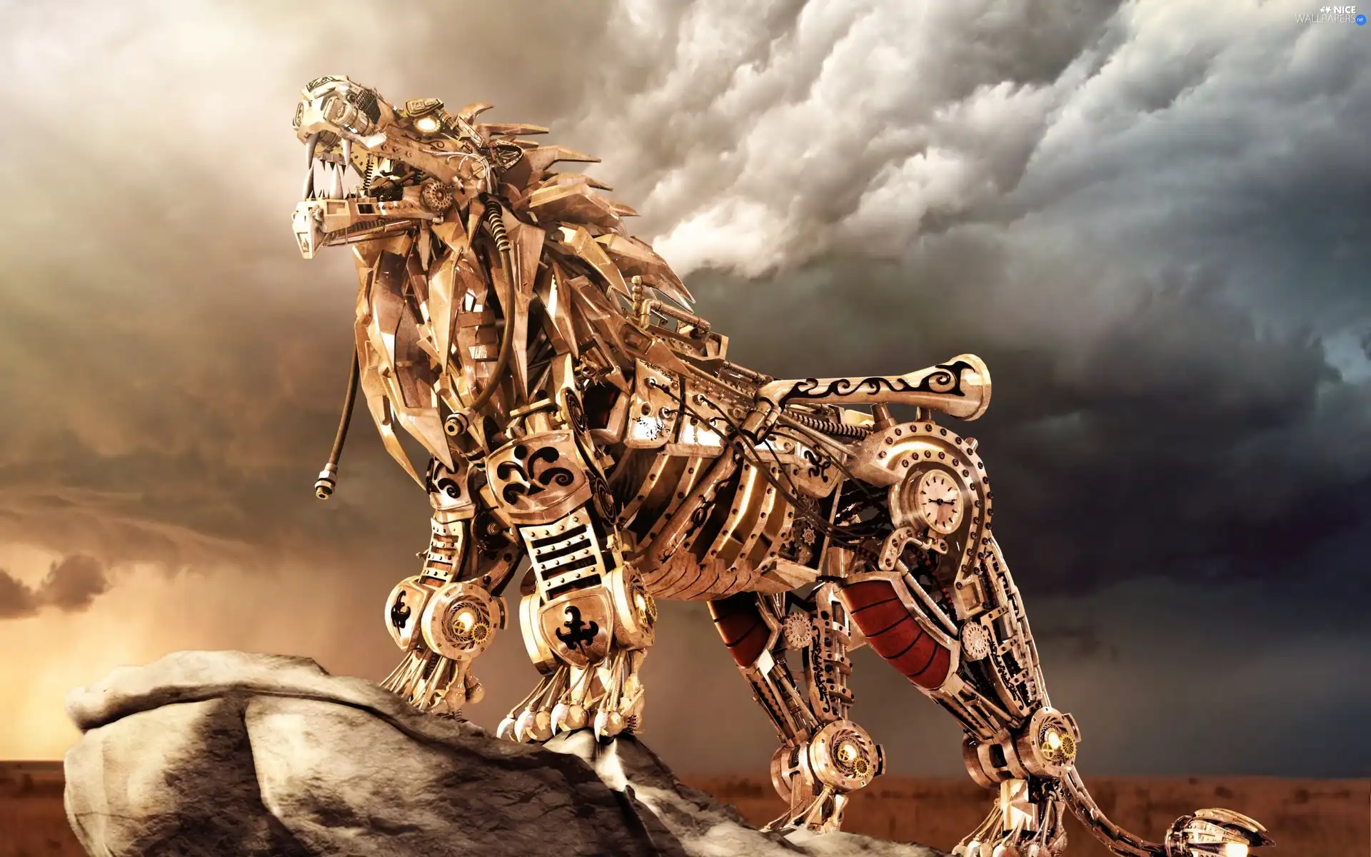 clouds, mechanical, Lion