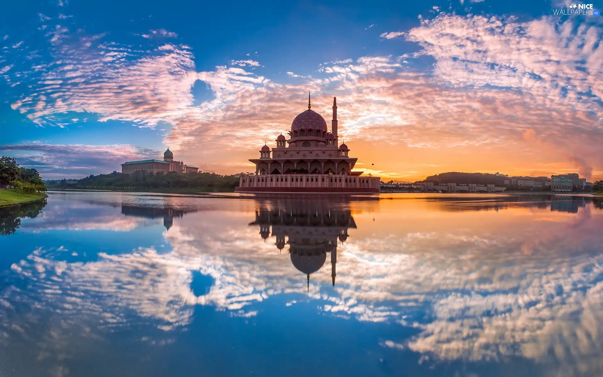 Malaysia, lake, clouds, Putrajaya