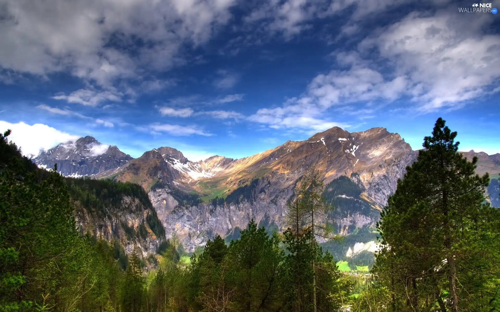 Mountains, viewes, clouds, trees