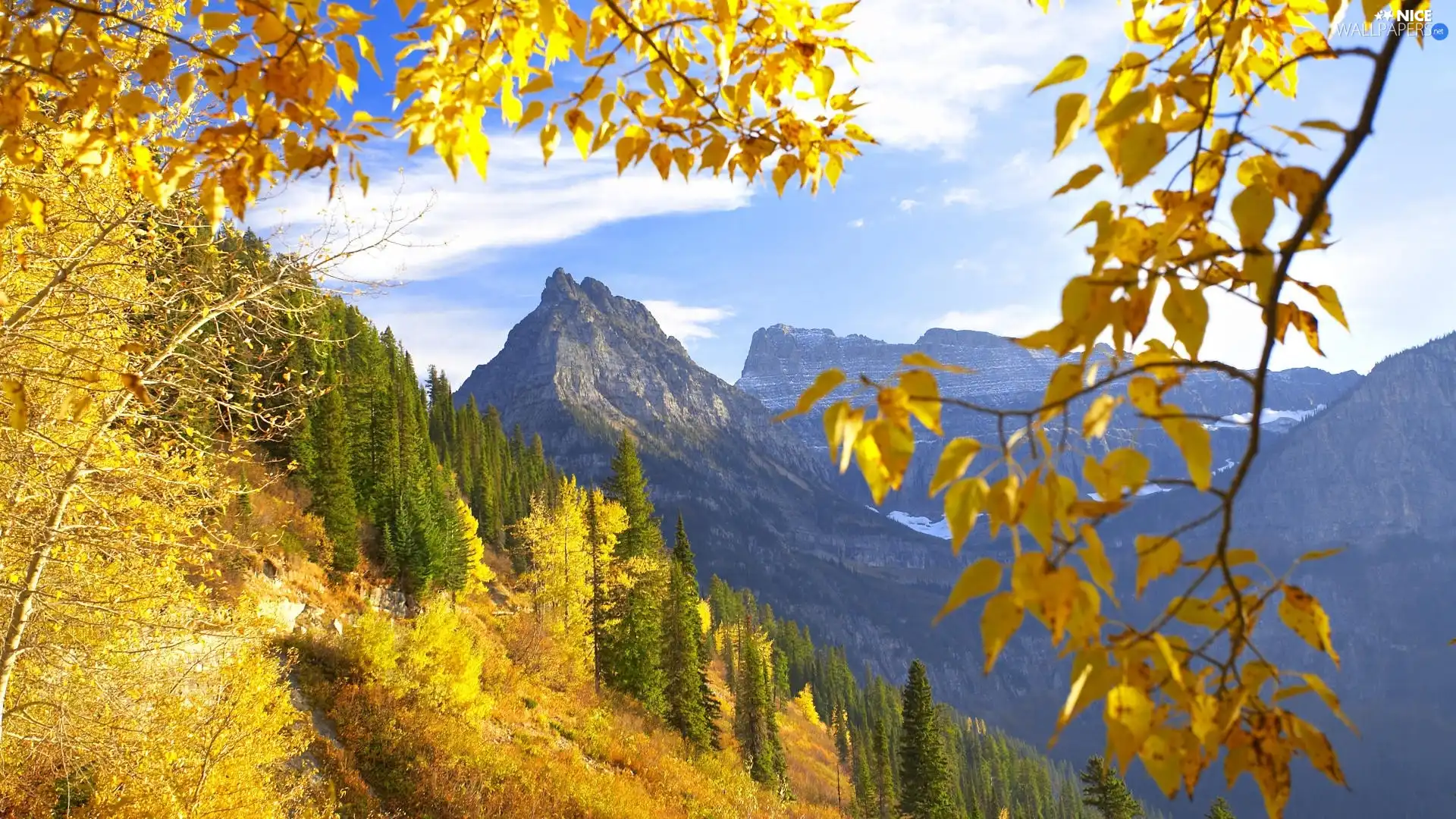 Mountains, viewes, clouds, trees