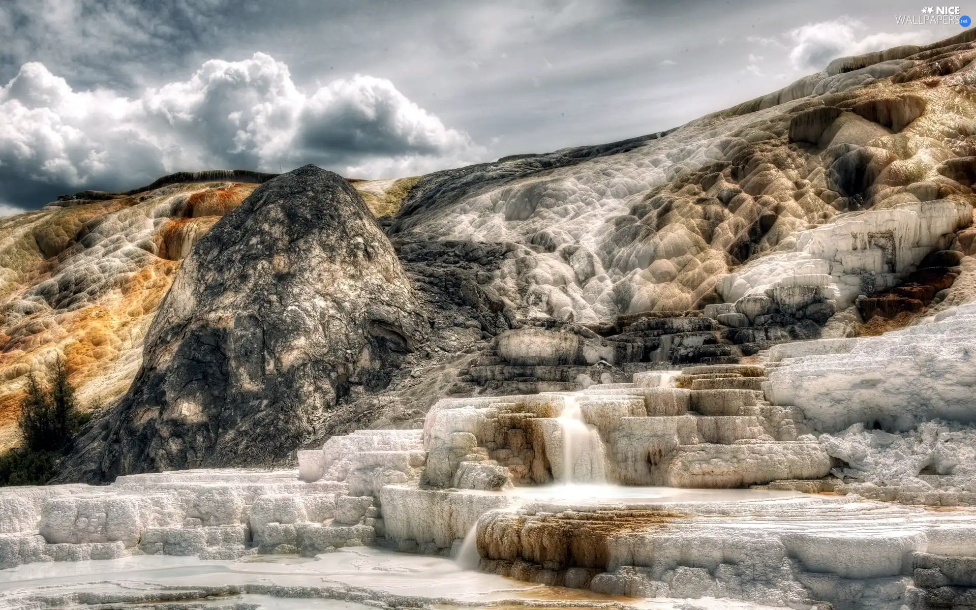 rocks, clouds