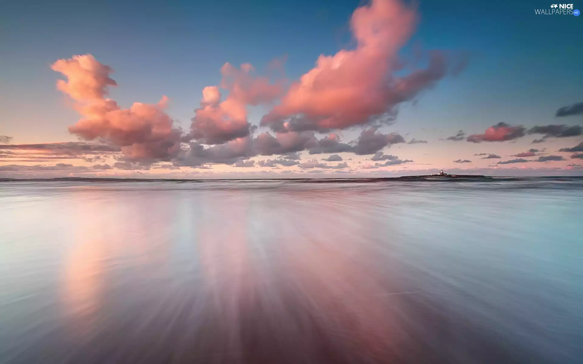 clouds, Beaches, sea