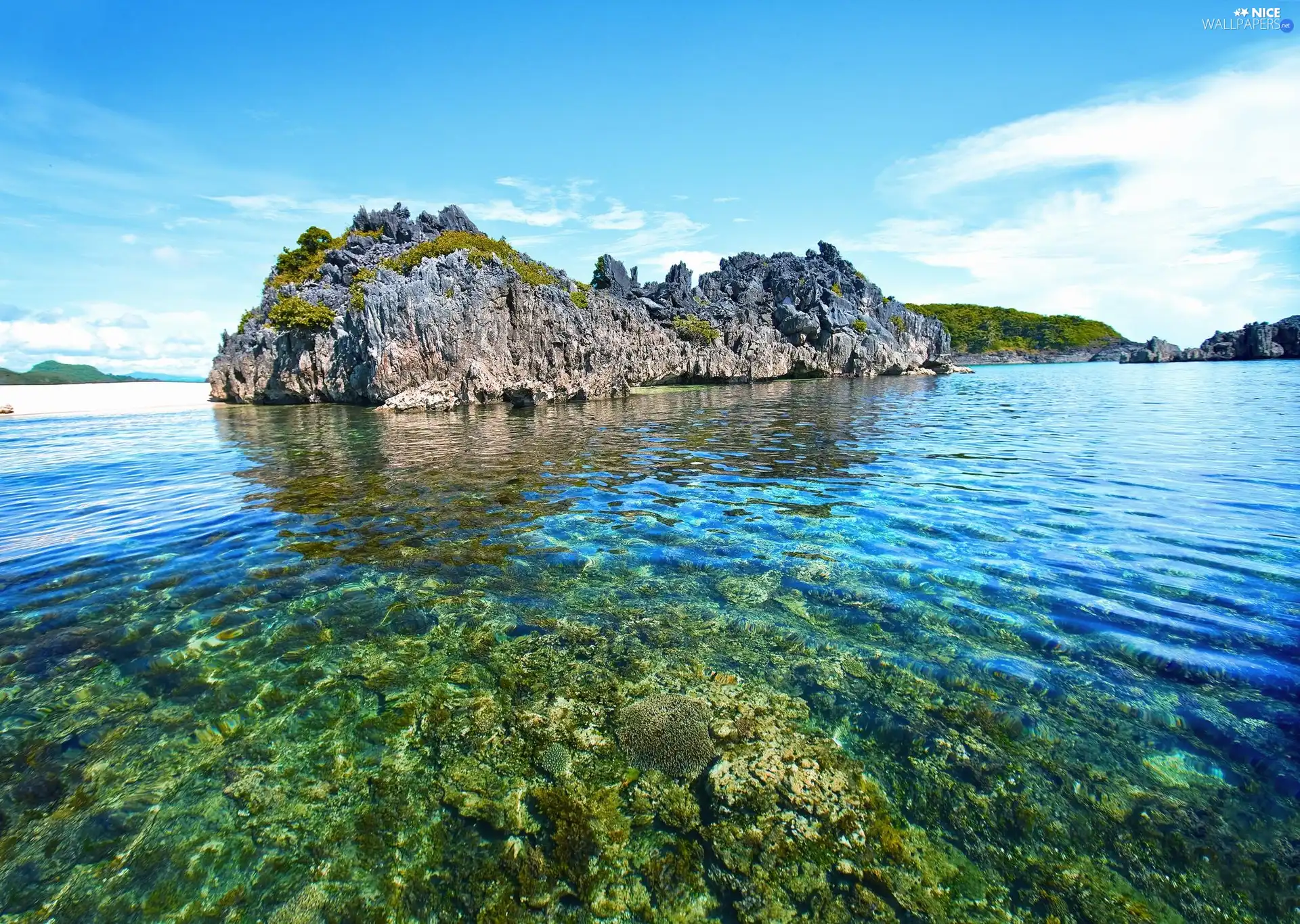 sea, rocks, clouds, Coast