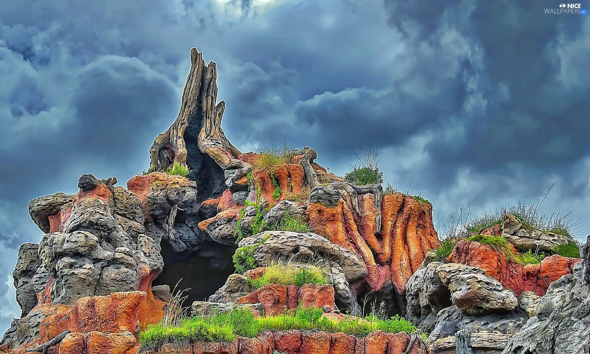 Clouds, Sky, edifice, rocky, color