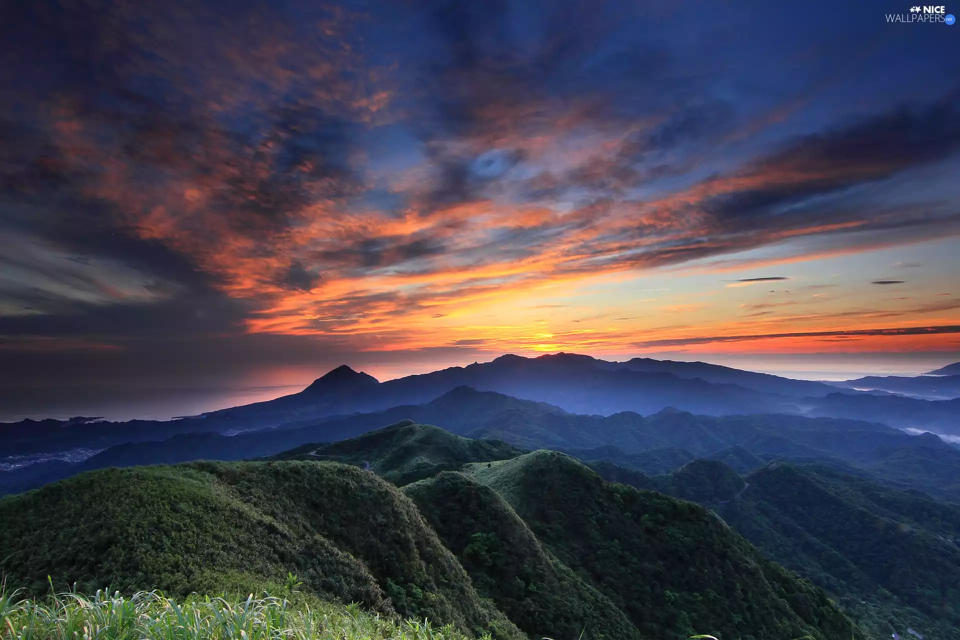clouds, Mountains, Sky