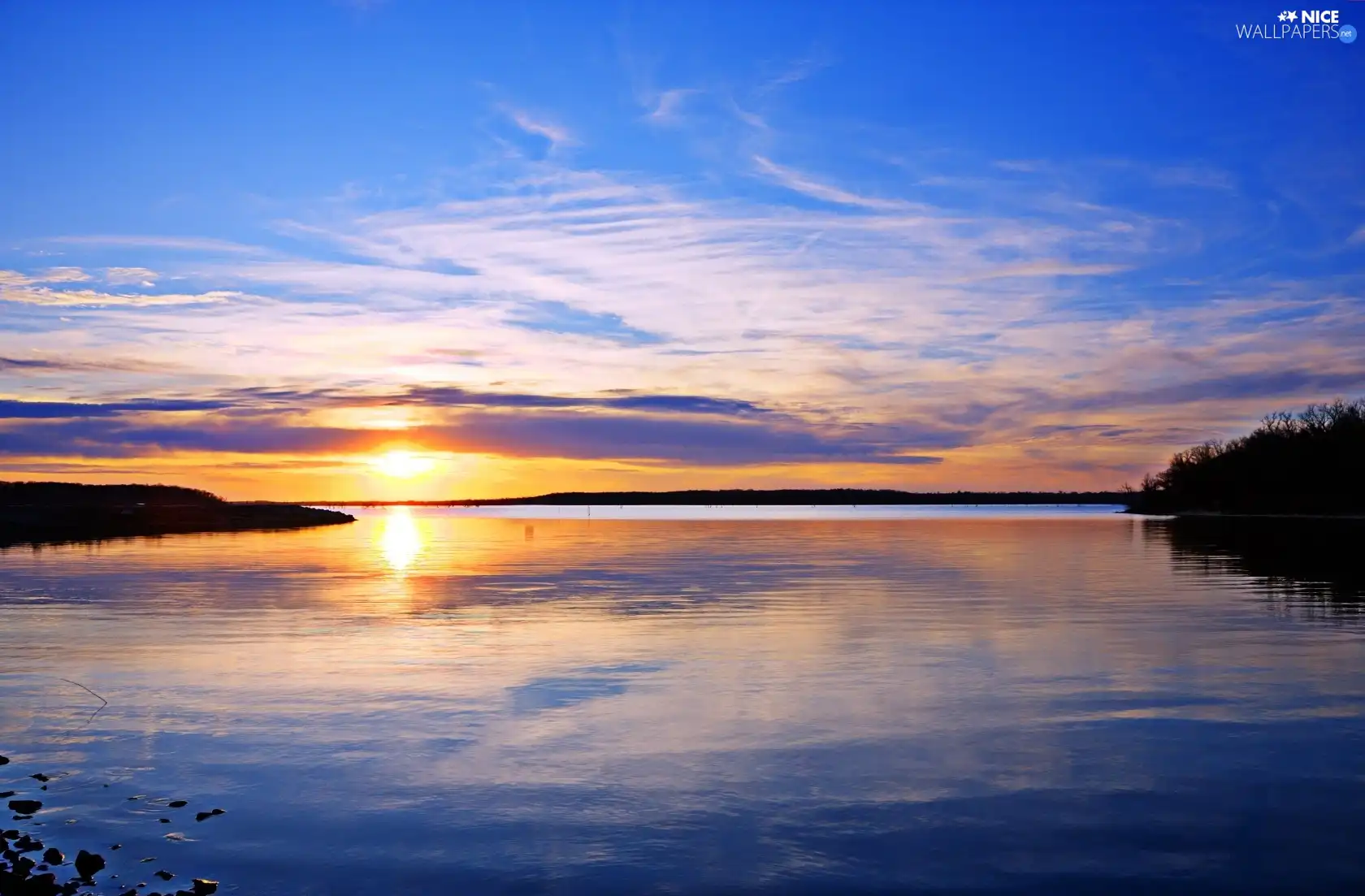 Great Sunsets, lake, clouds