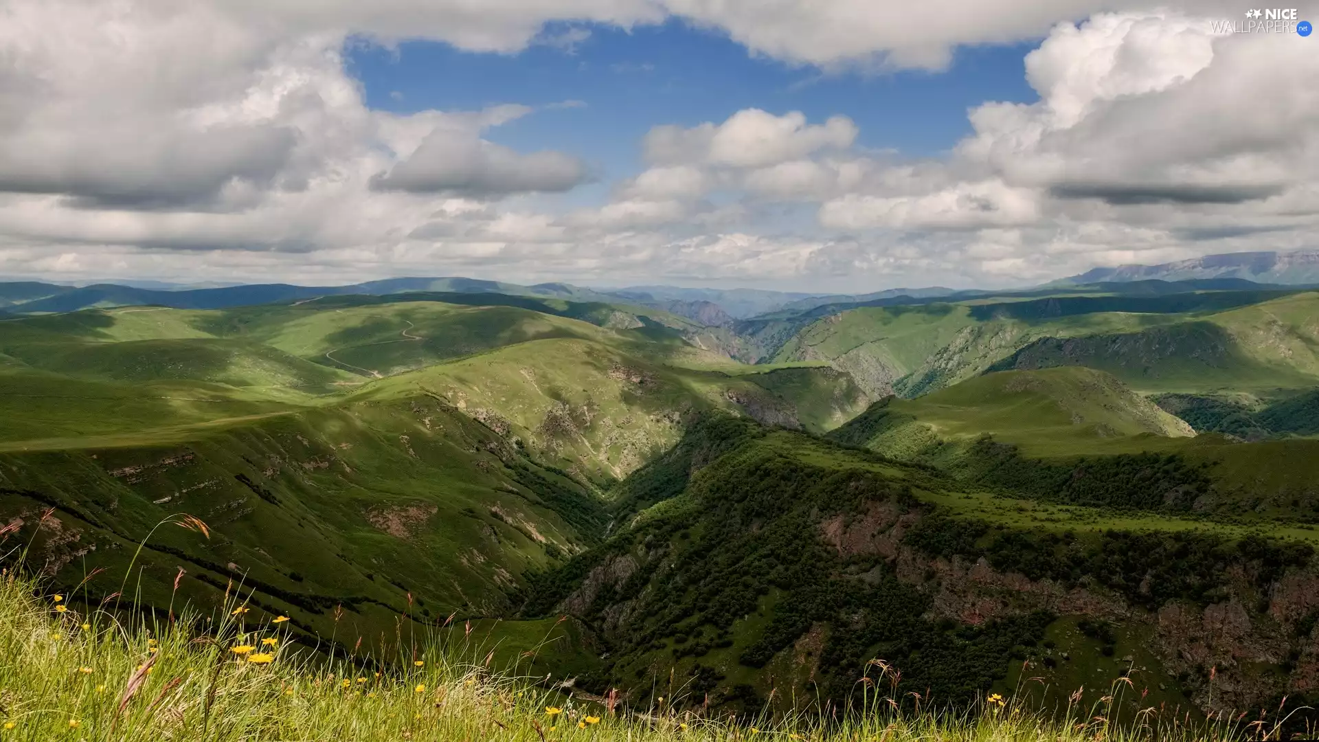 clouds, Mountains, Valley