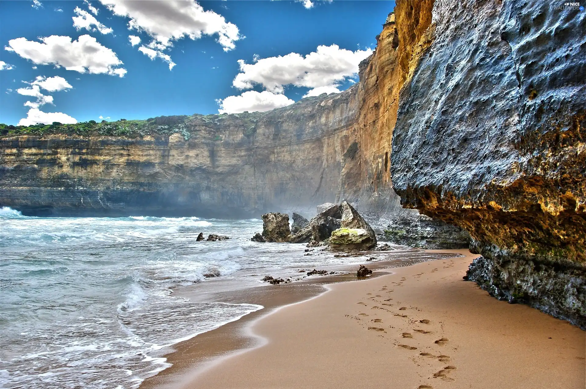 clouds, cliff, White