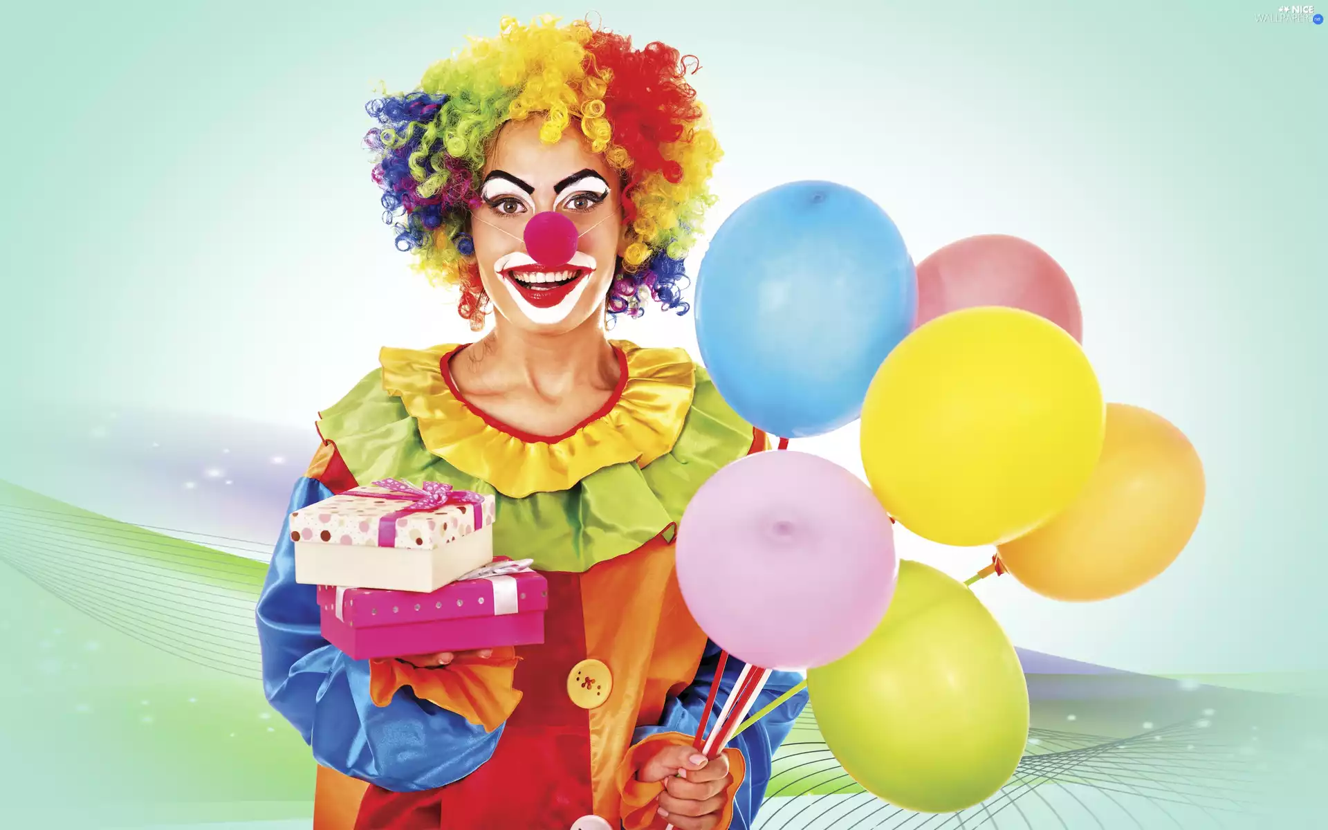 clown, balloons