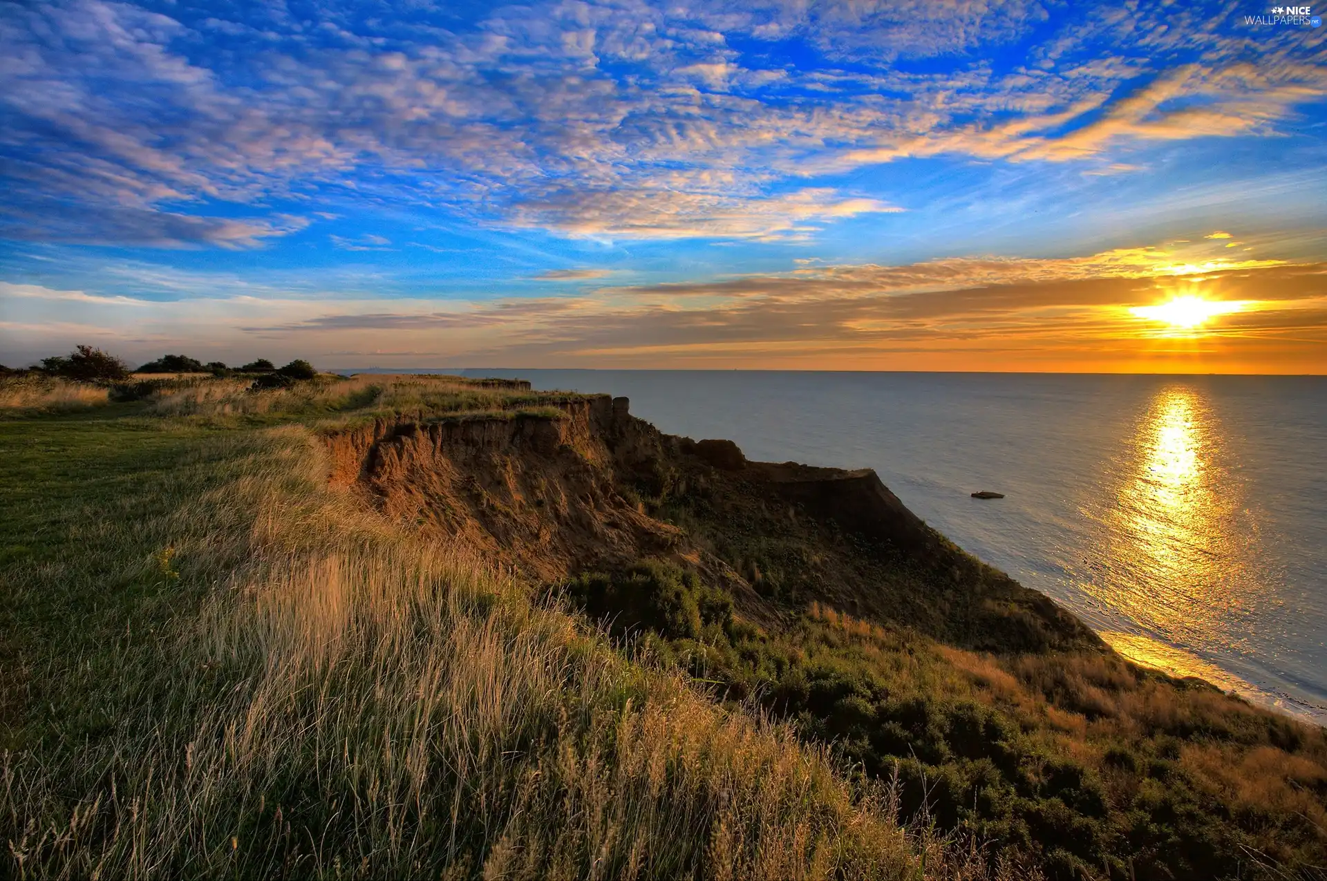 coast, cliff, west, sun, sea