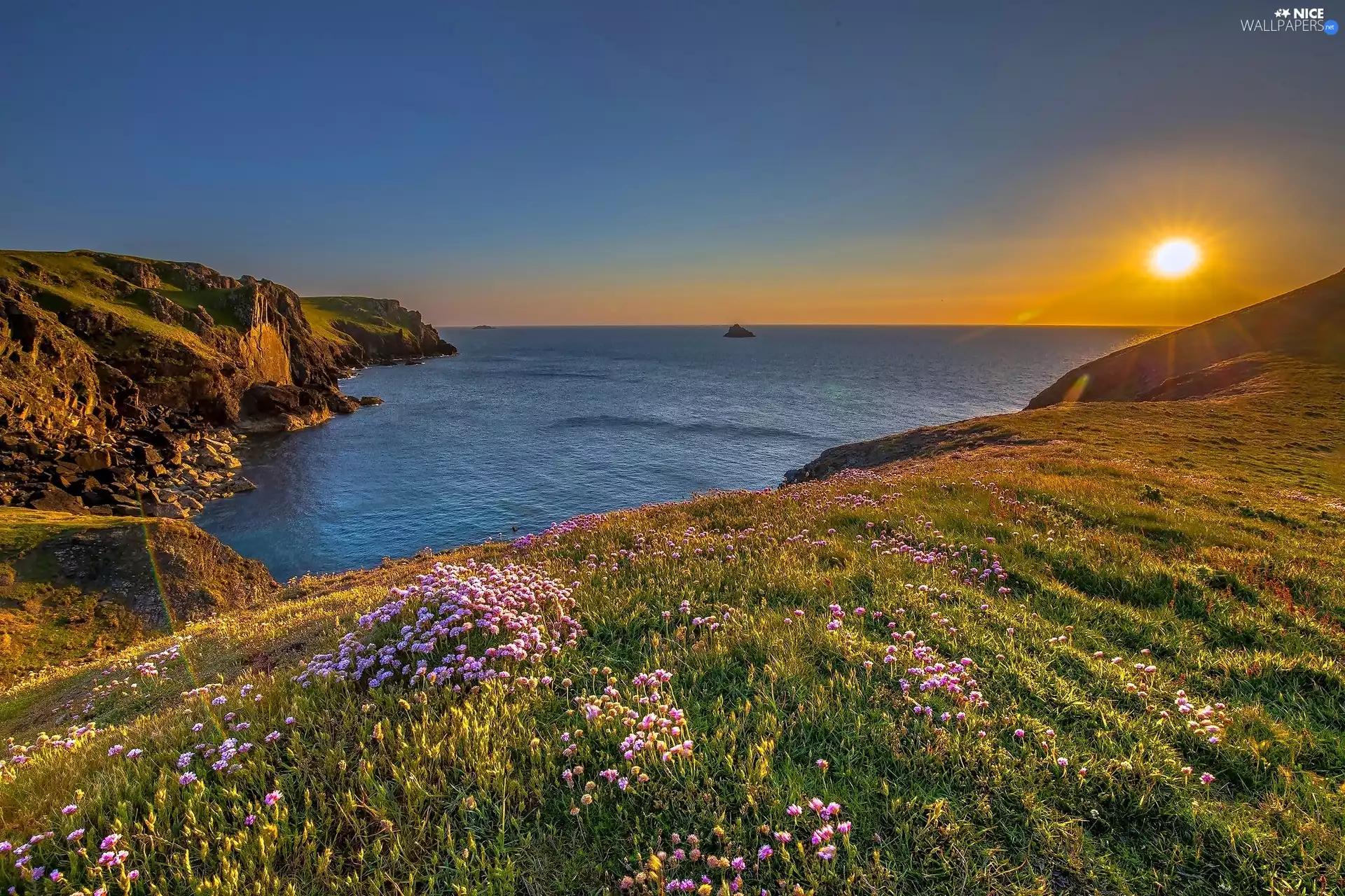 sea, west, sun, Coast