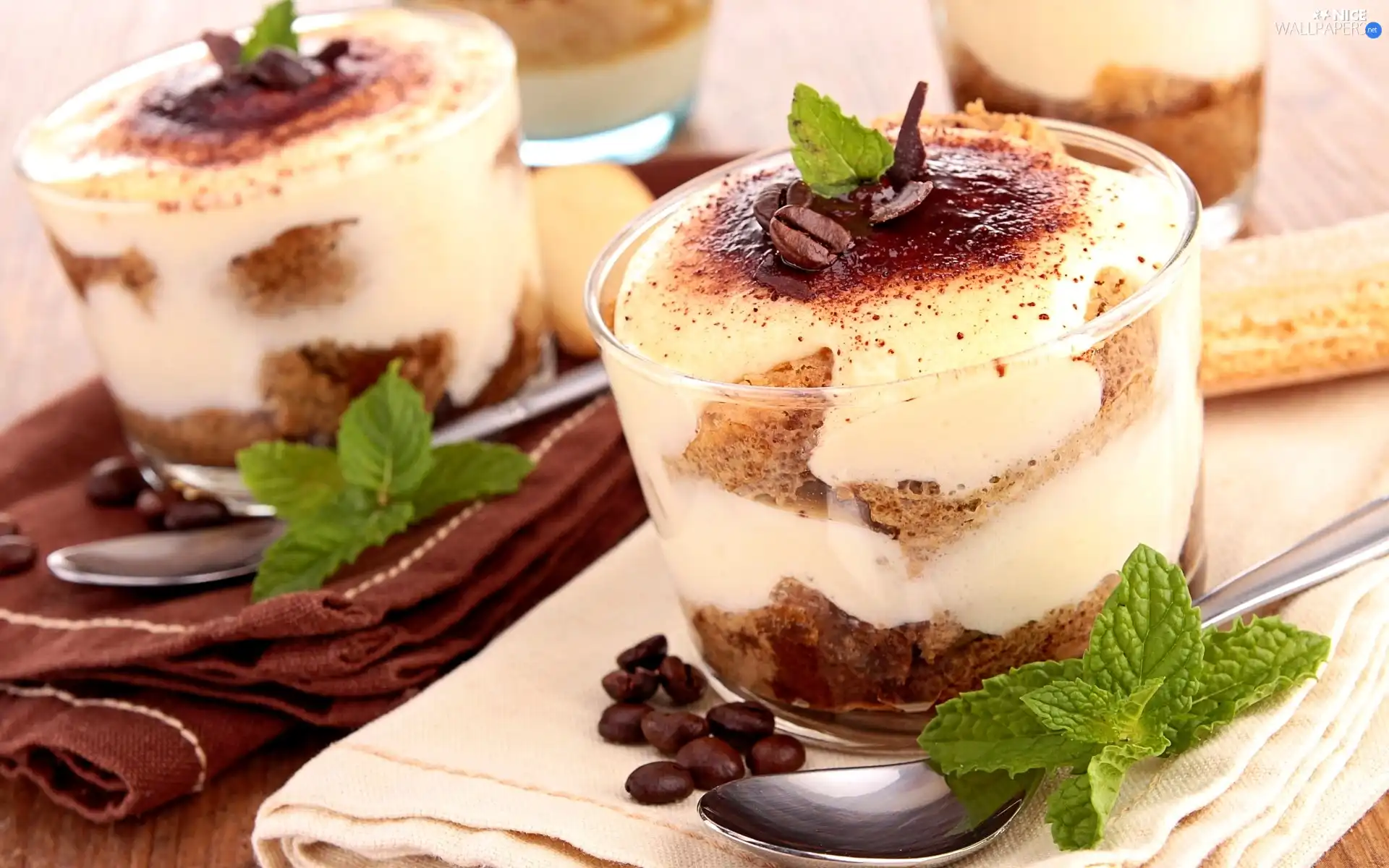 coffee, mint, Tiramisu, chocolate, dessert