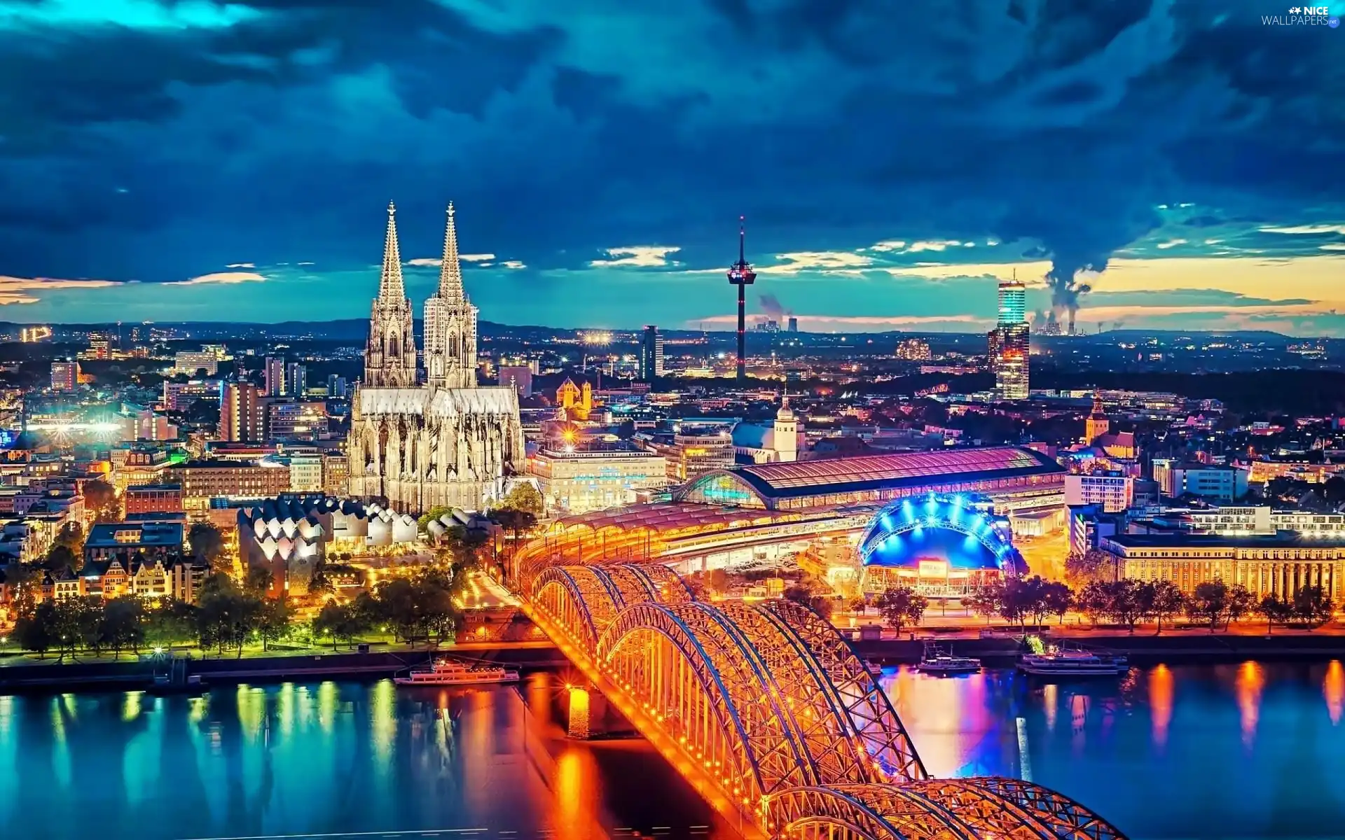 Cologne, Germany, River, panorama, bridge