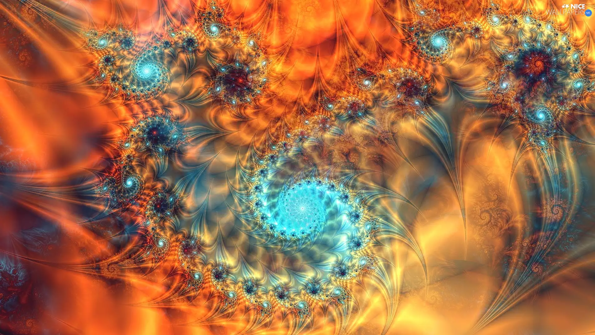 spiral, Orange Background, color, model, Fraktal