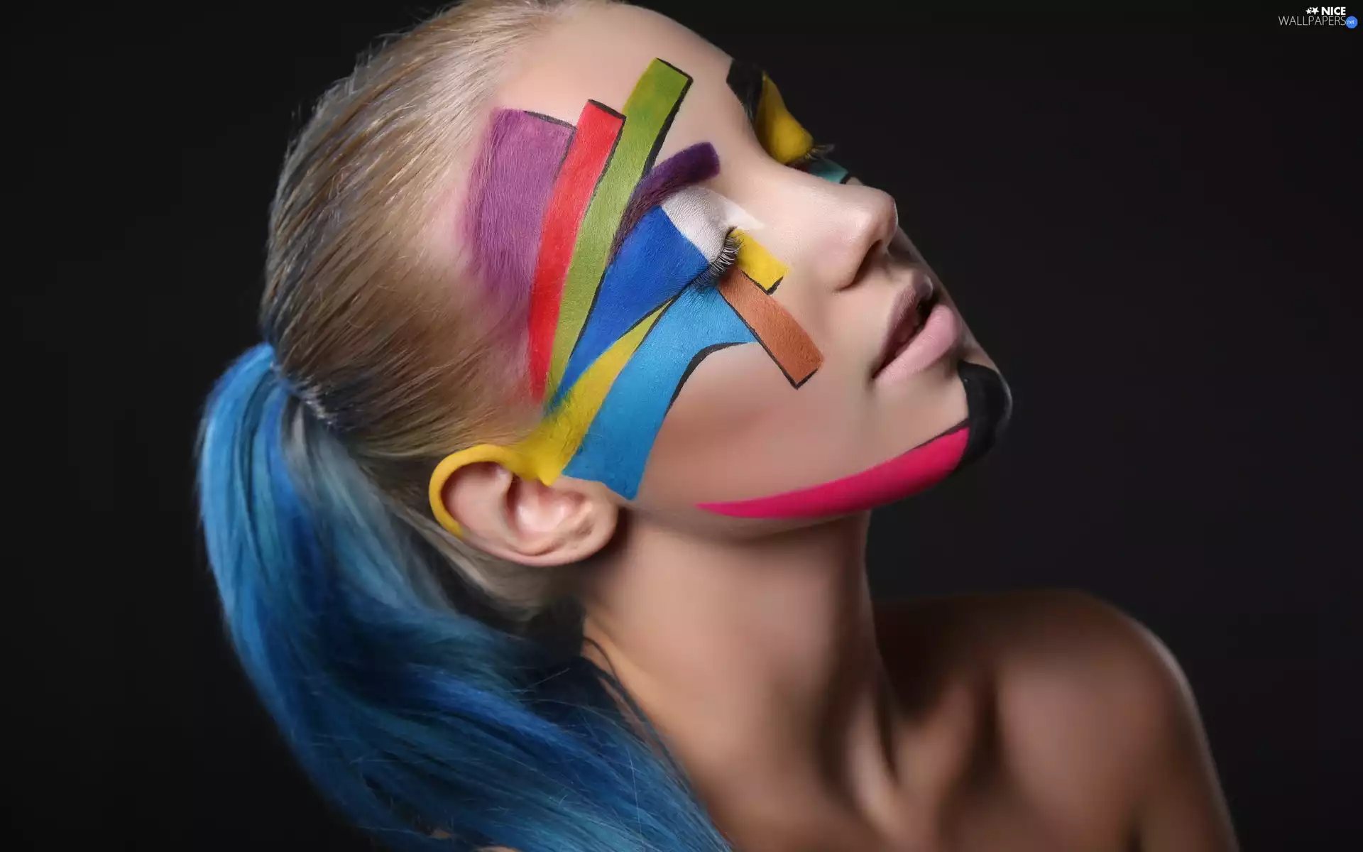 Women, color, make-up, Bodypainting