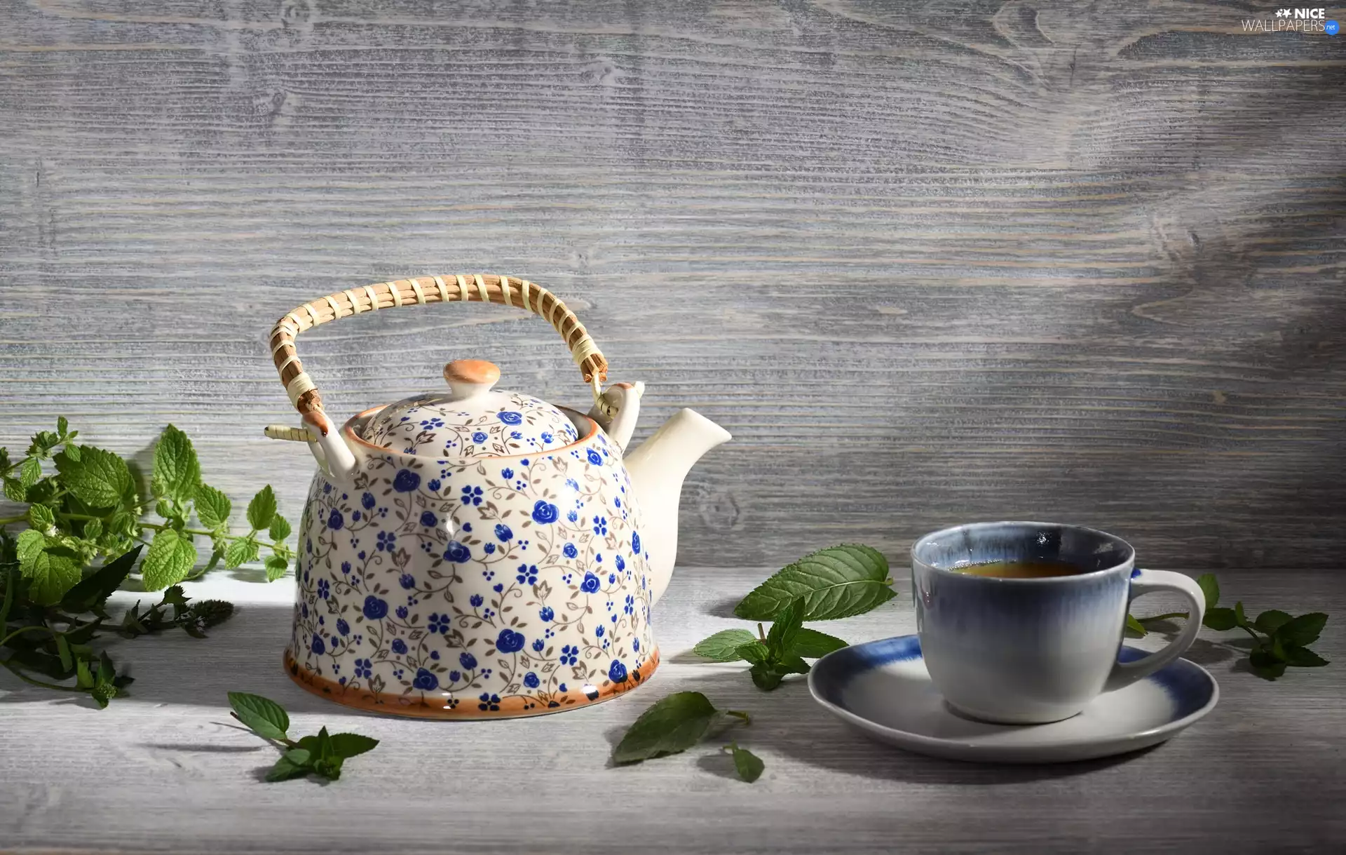 leaves, composition, tea, cup, kettle