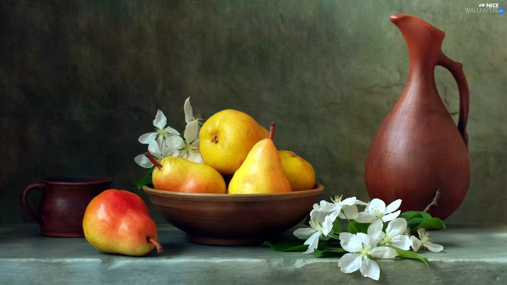 Stoneware, Flowers, truck concrete mixer, jug, composition