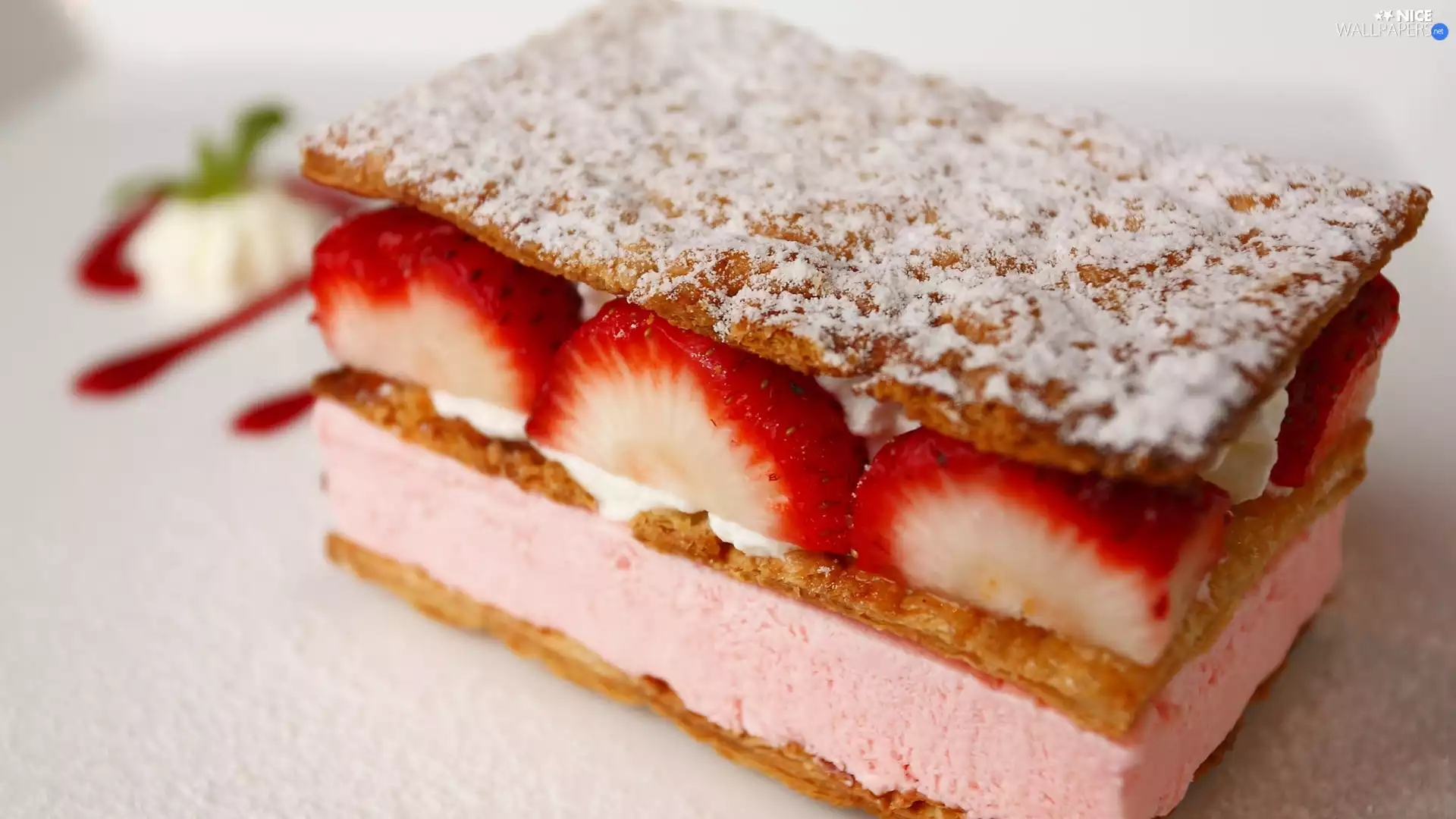 cream, cake, Strawberry