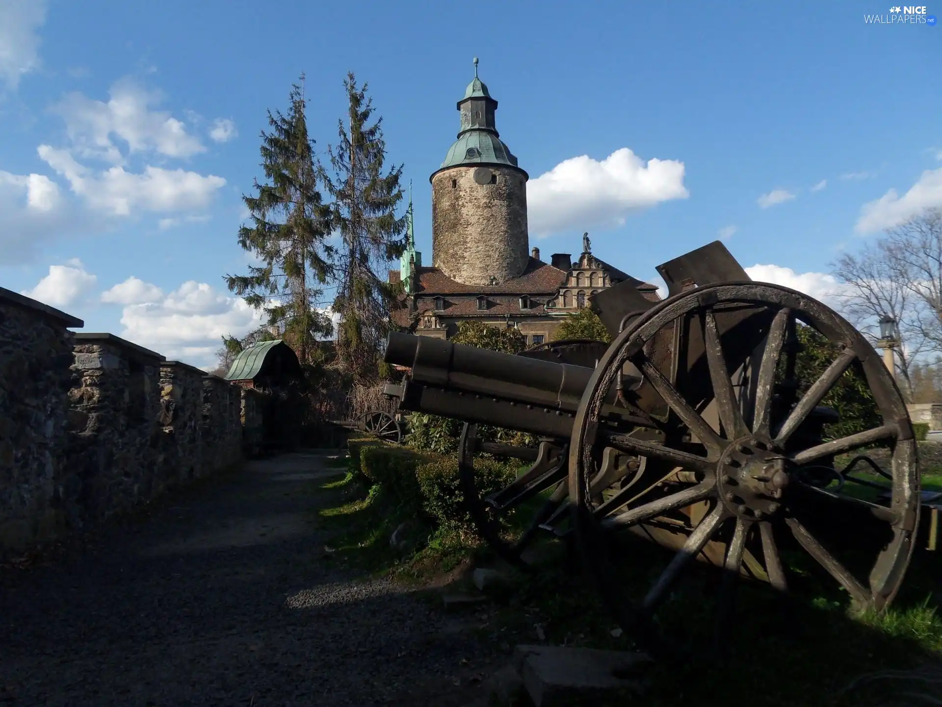 gun, defensive, Czocha Castle, wall