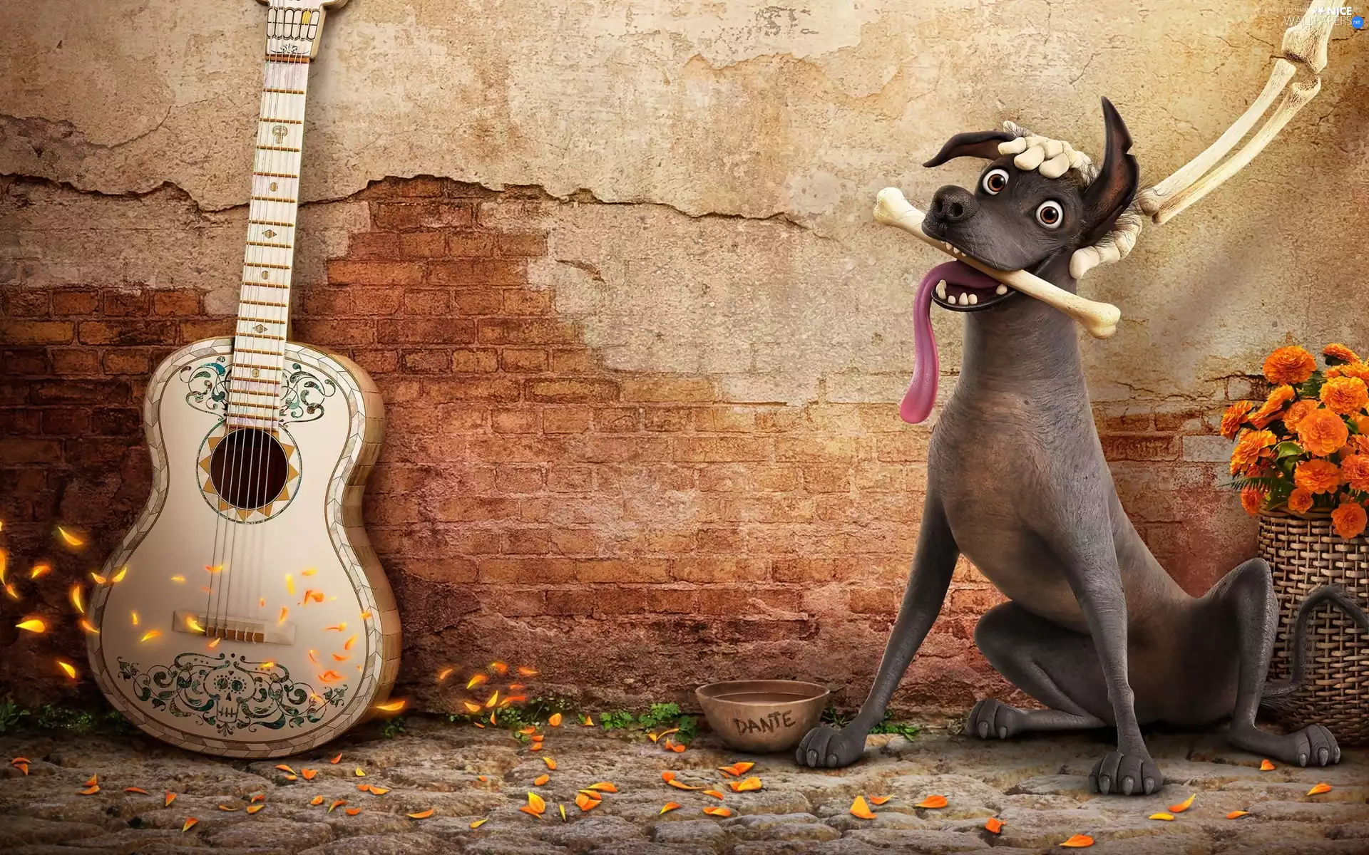 Coco, Dante Dog, Guitar, cartoon