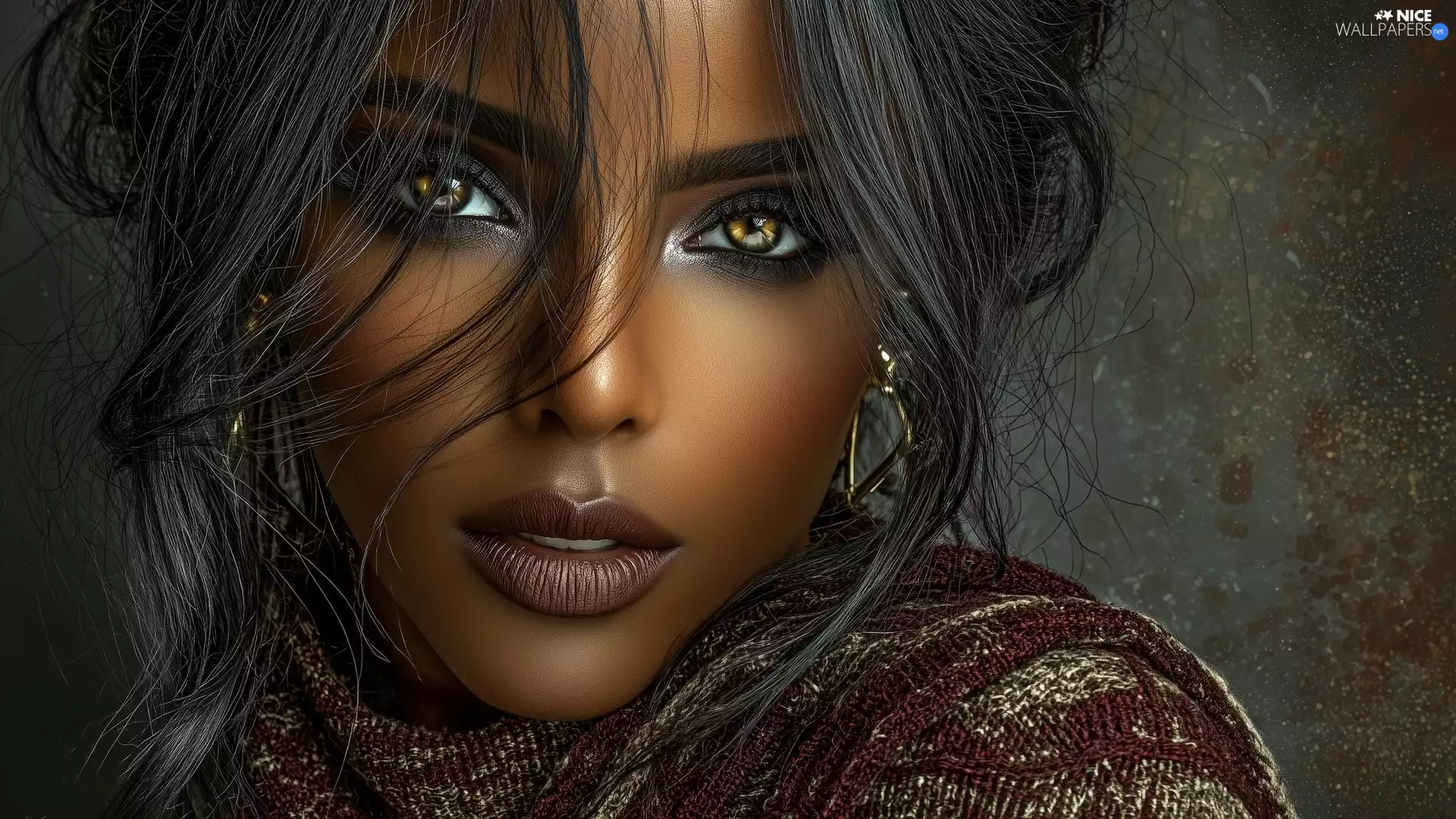 Hair, graphics, The dark-skinned, face, Women