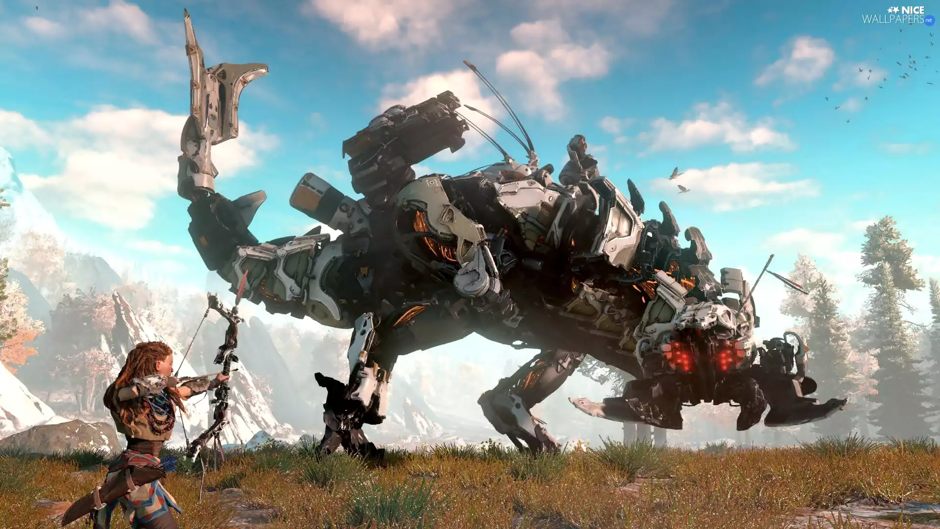 Aloy, Bow, Thunderjaw Machine, form, Horizon Zero Dawn