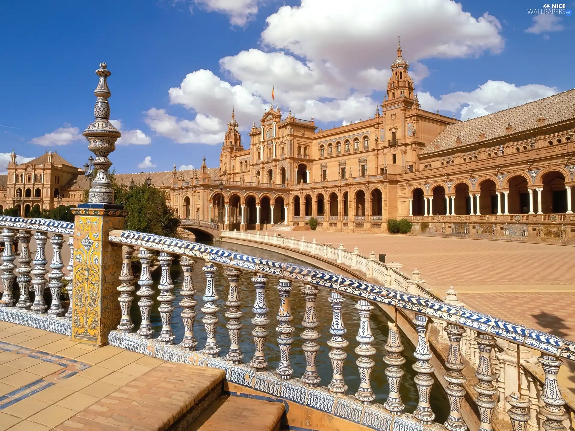 Spain, porcelain Bridge, Plaza de Espana, Seville