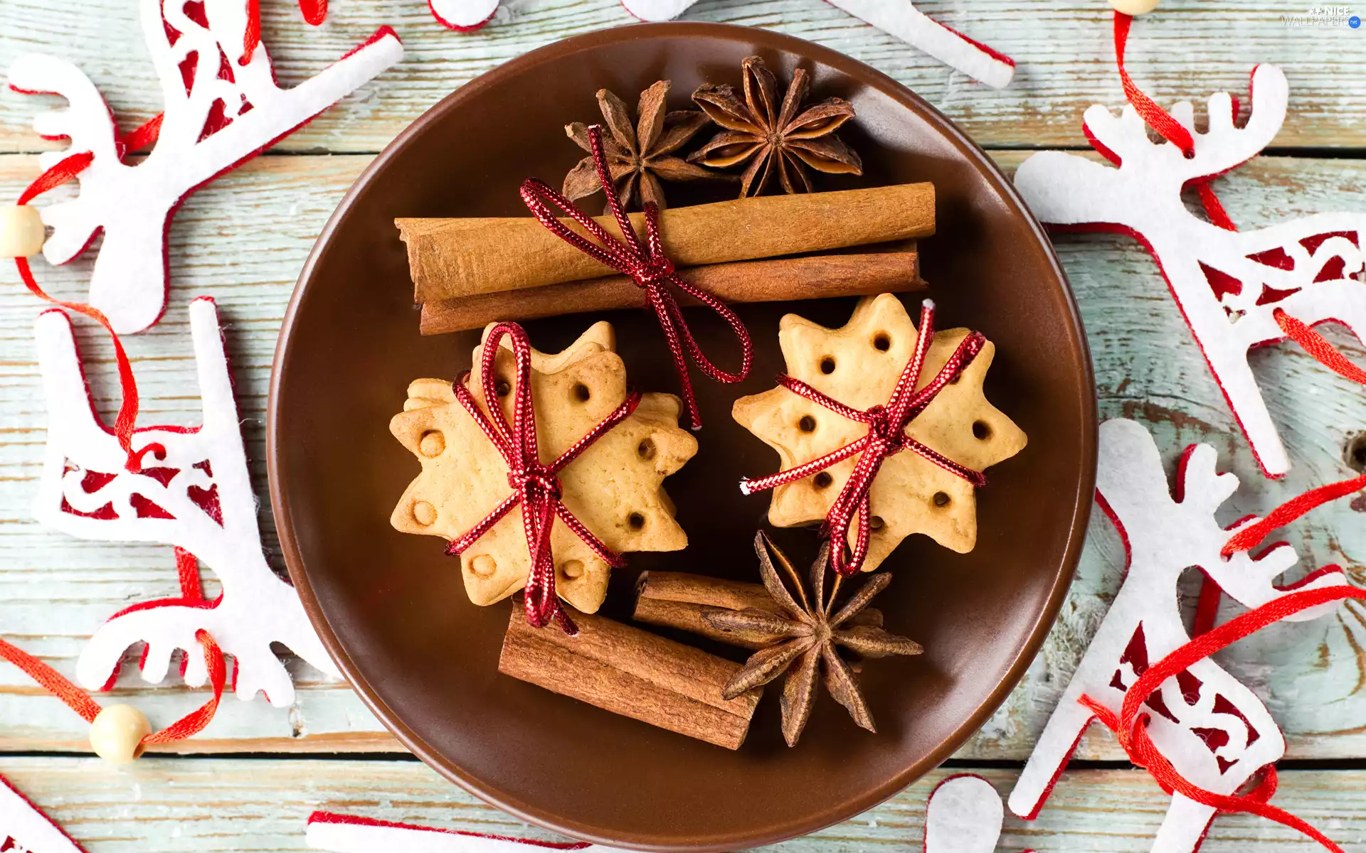 Stars, cinnamon, plate, anise, boarding, Cookies, Christmas, deer