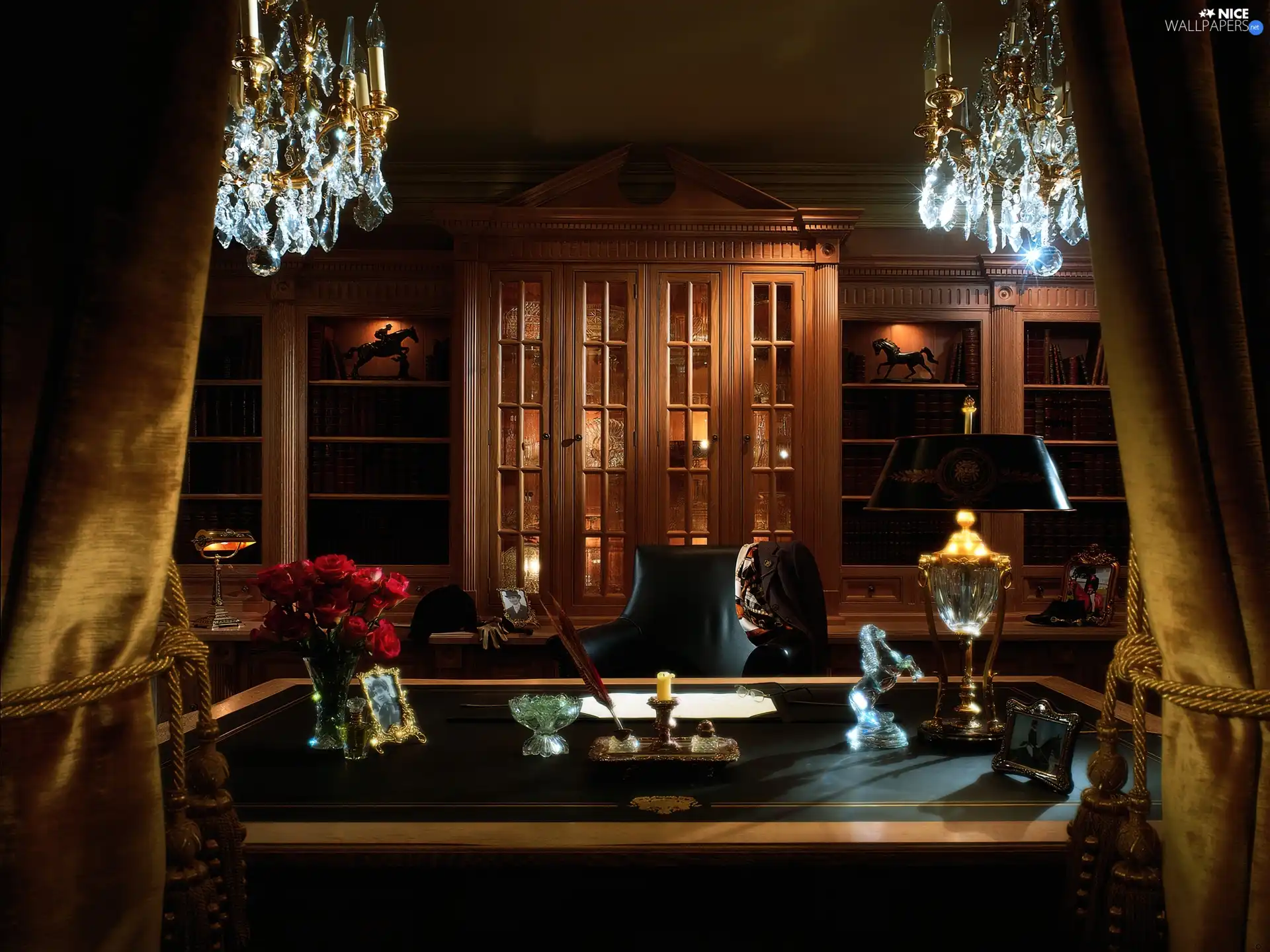 cabinet, glass-case, desk, illuminated