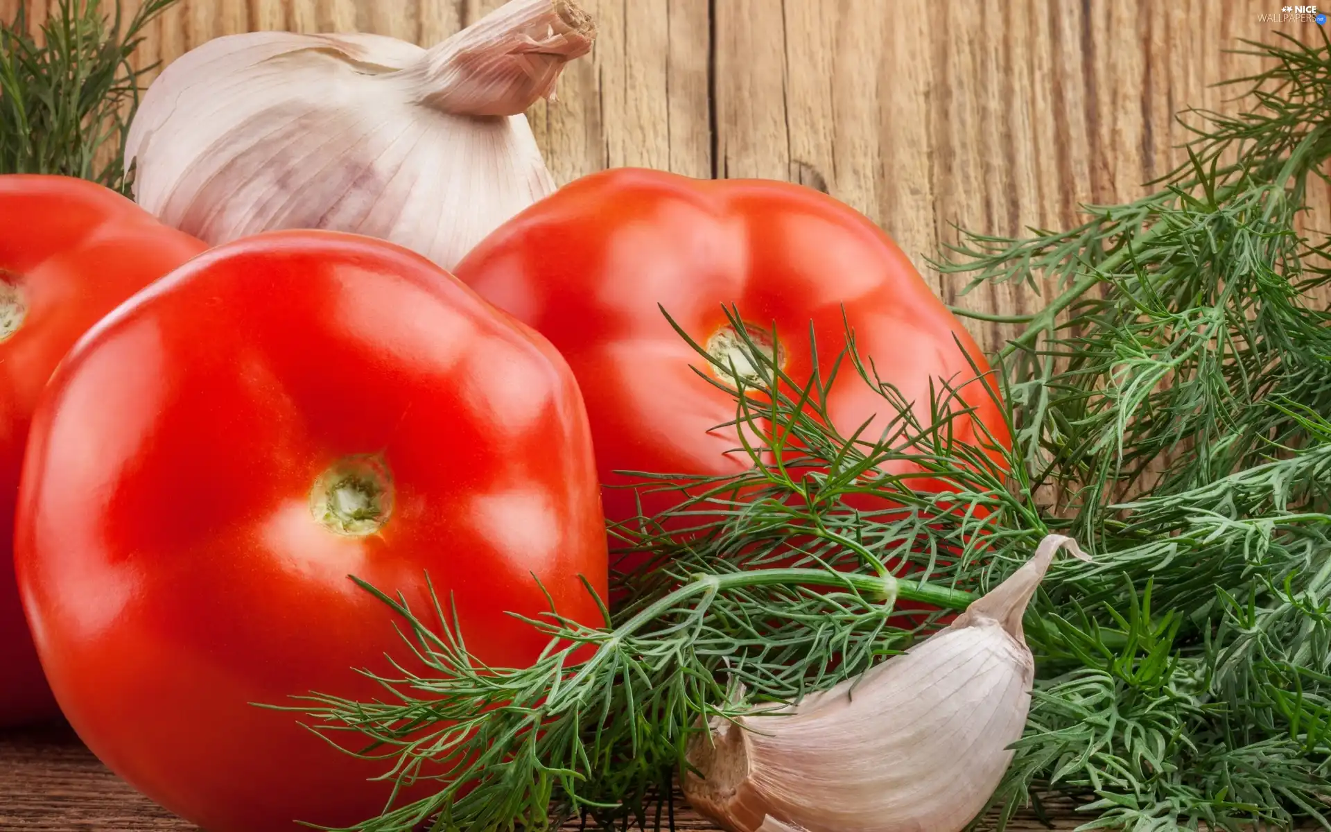 dill, tomatoes, garlic