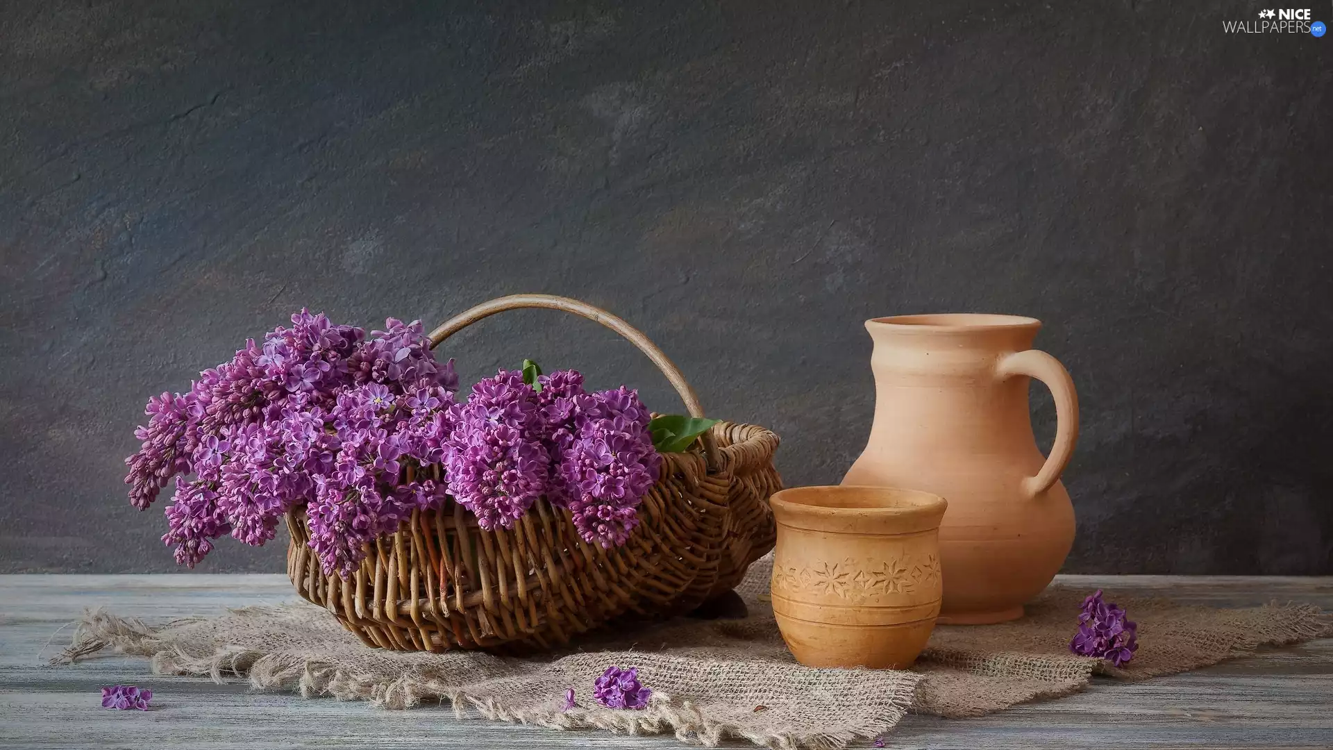 clay, dishes, basket, jug, without