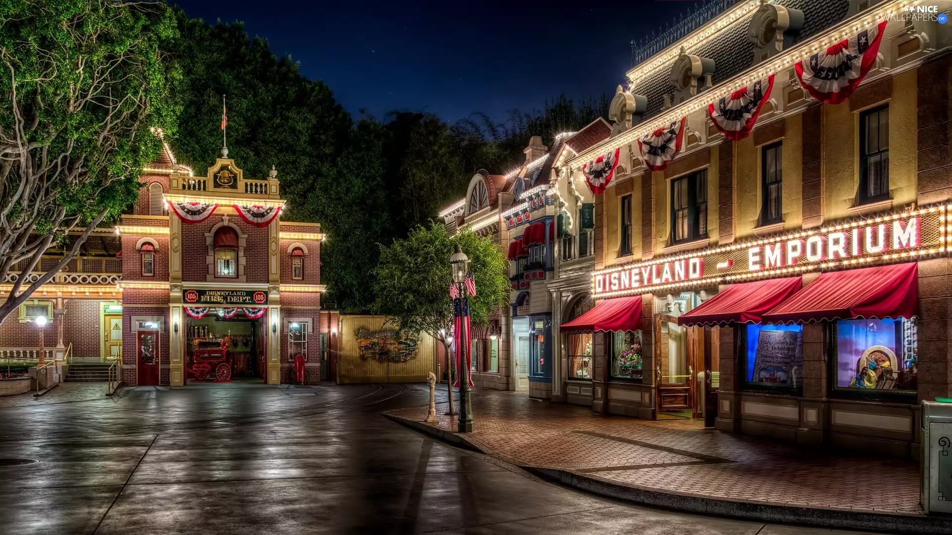 Houses, California, HDR, Anaheim, City ​​at Night, Disneyland, USA, Project
