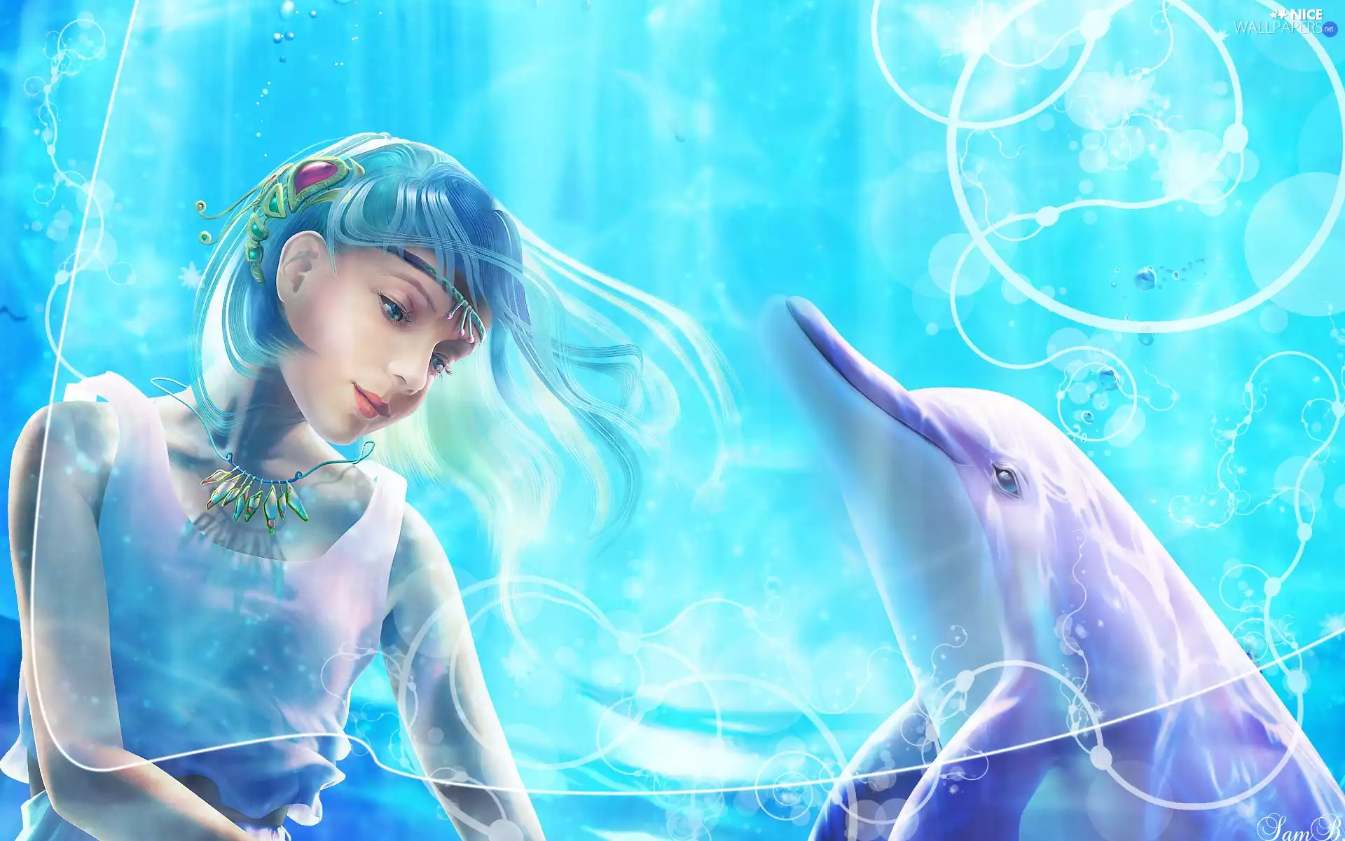 dolphin, girl, Necklace